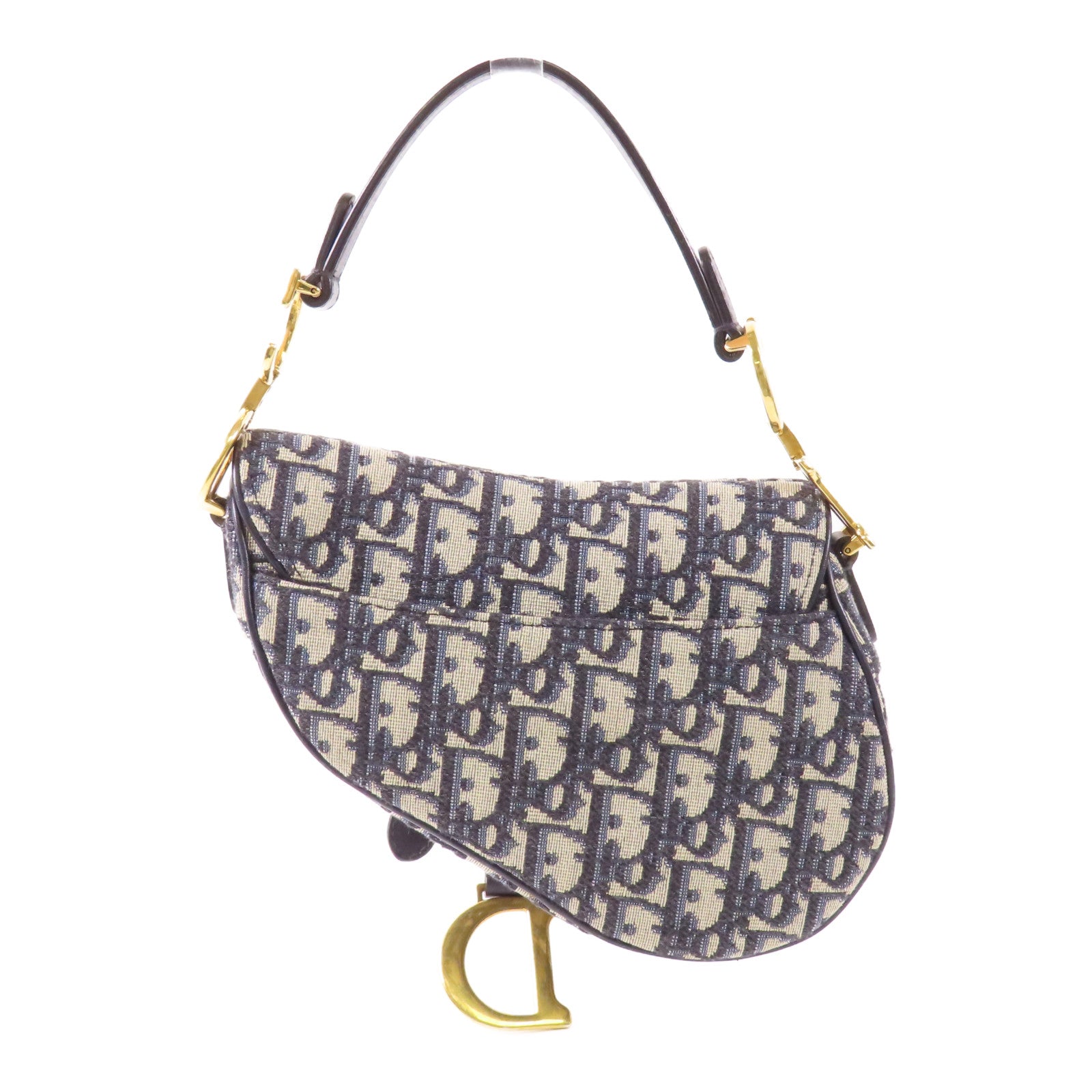 Dior CD GHW Mini Saddle Handbag Canvas Navy