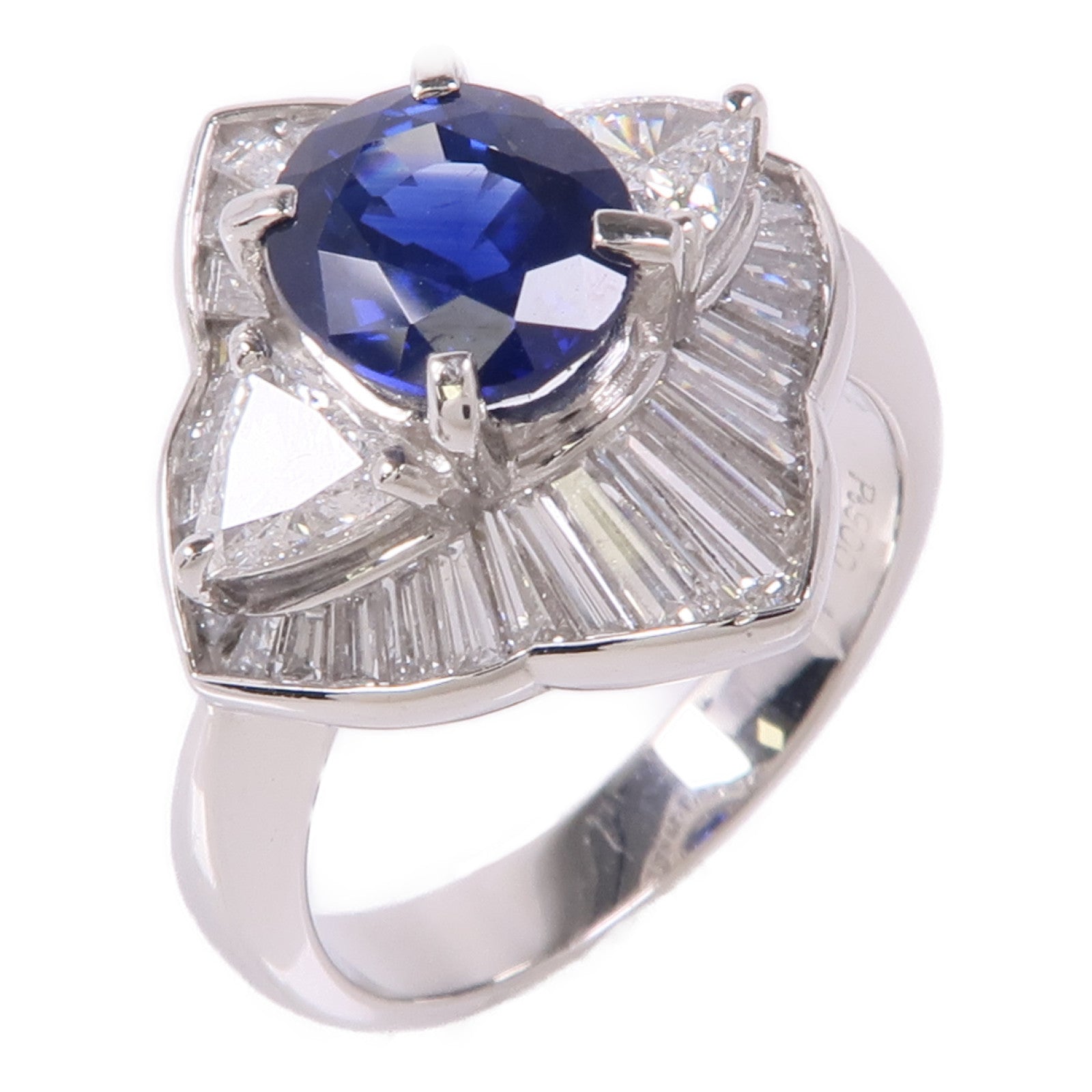 JEWELRY PT900鉑金Sapphire/Diamond Ring藍寶石/鑽石戒指US#6