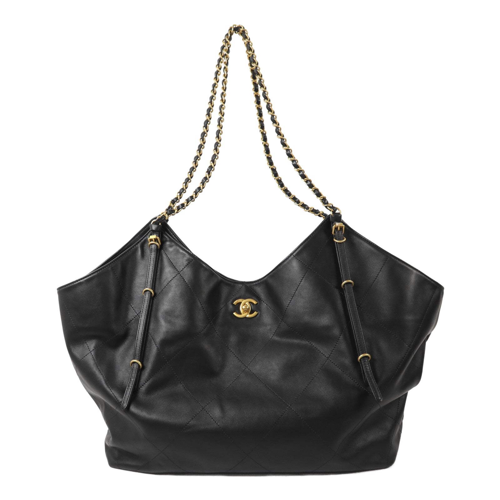 CHANEL 羊皮皮革25S Maxi Tote鏈帶手挽袋