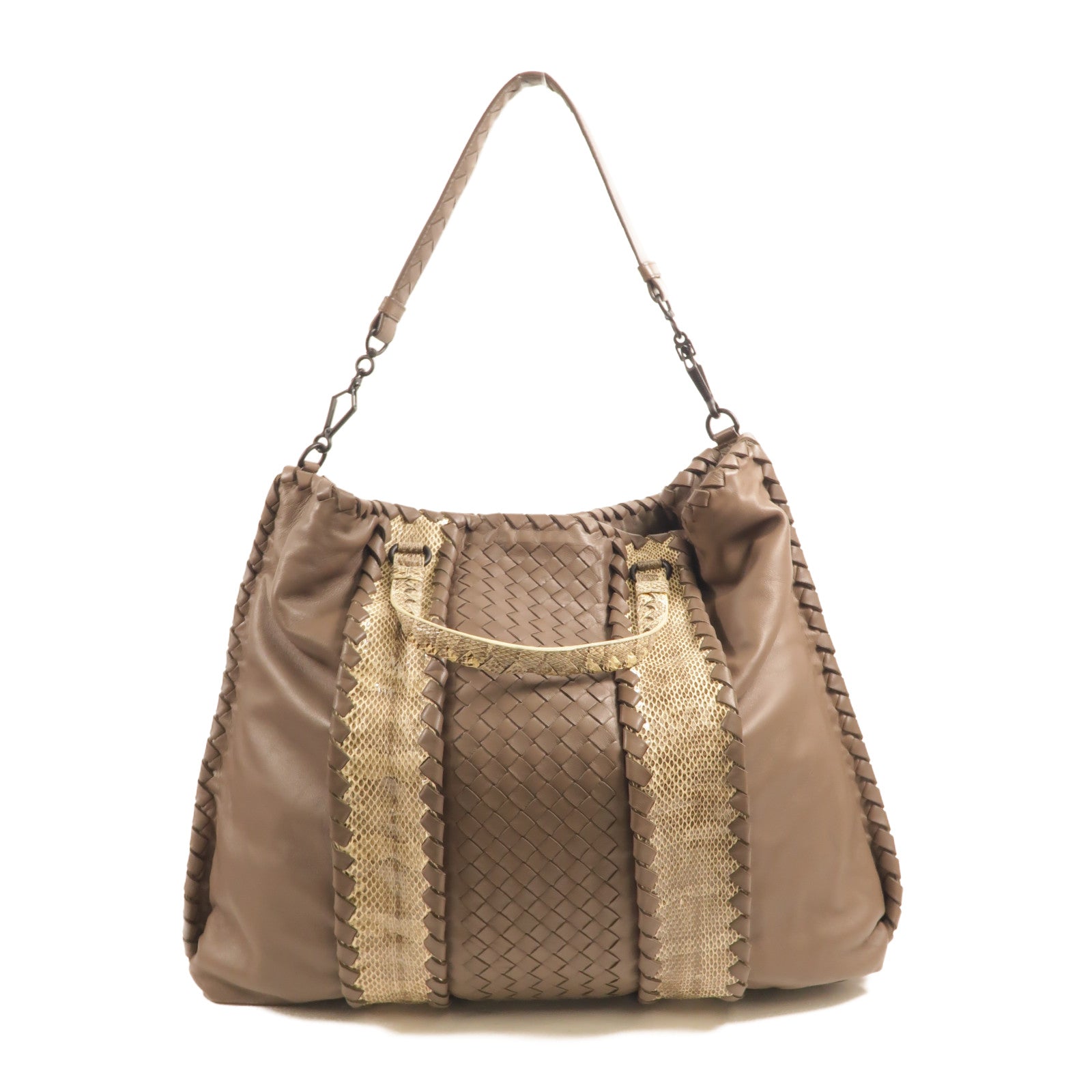 BOTTEGA VENETA 羊皮皮革/蛇皮皮革Tote Bag手挽肩背兩用袋