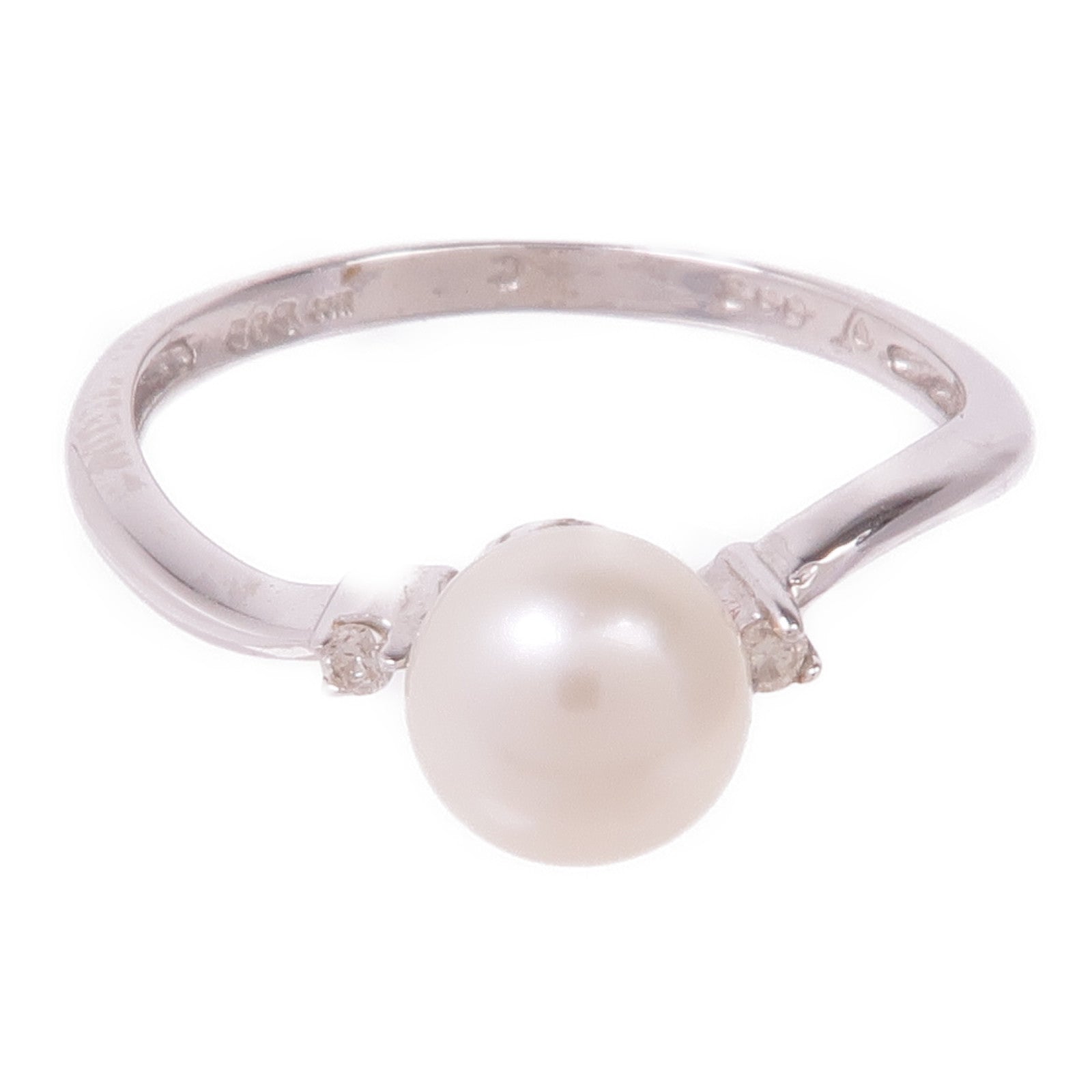 JEWELRY 14K白金Pearl Diamond Ring珍珠/鑽石戒指US#6.25