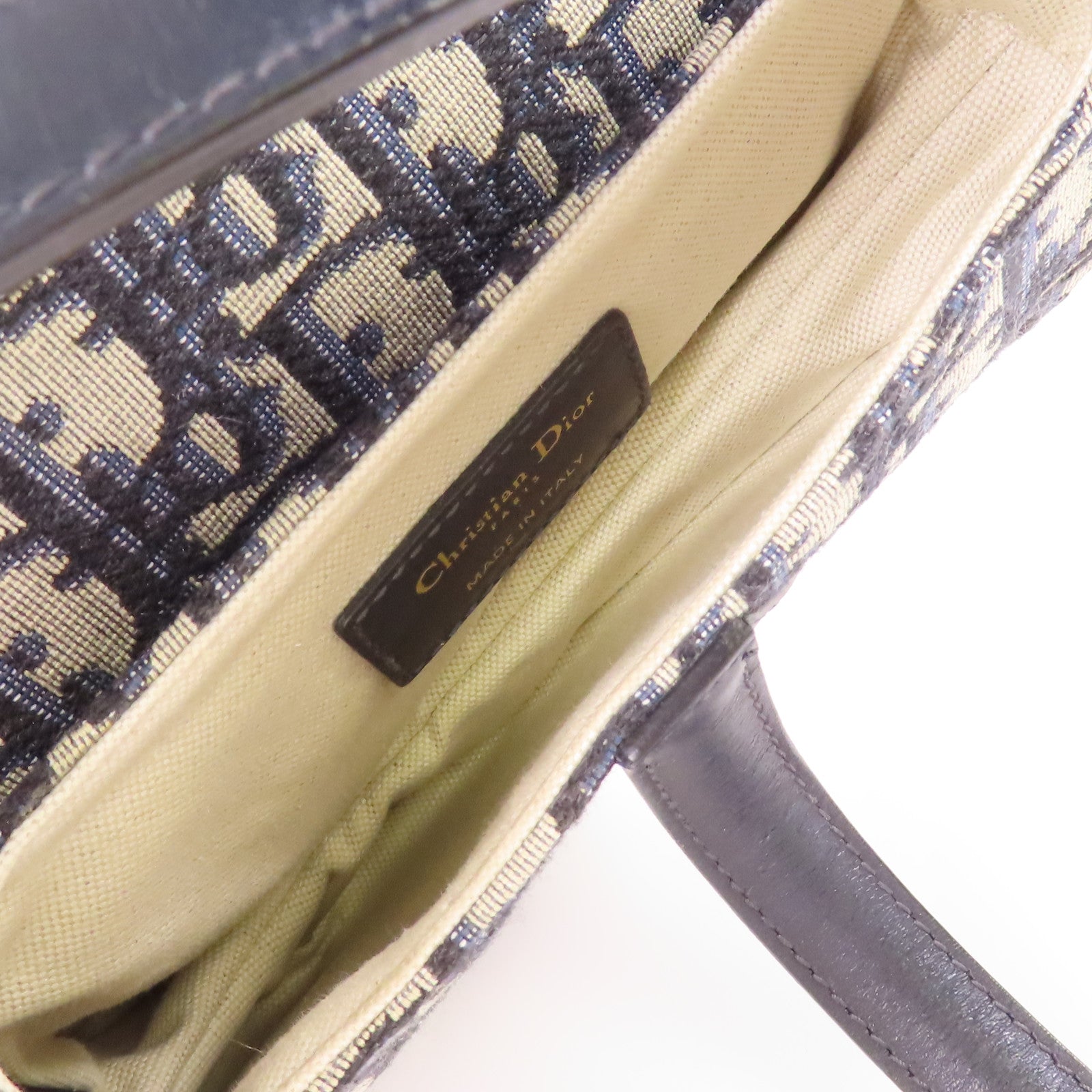 Dior 帆布Mini Saddle金扣手挽袋