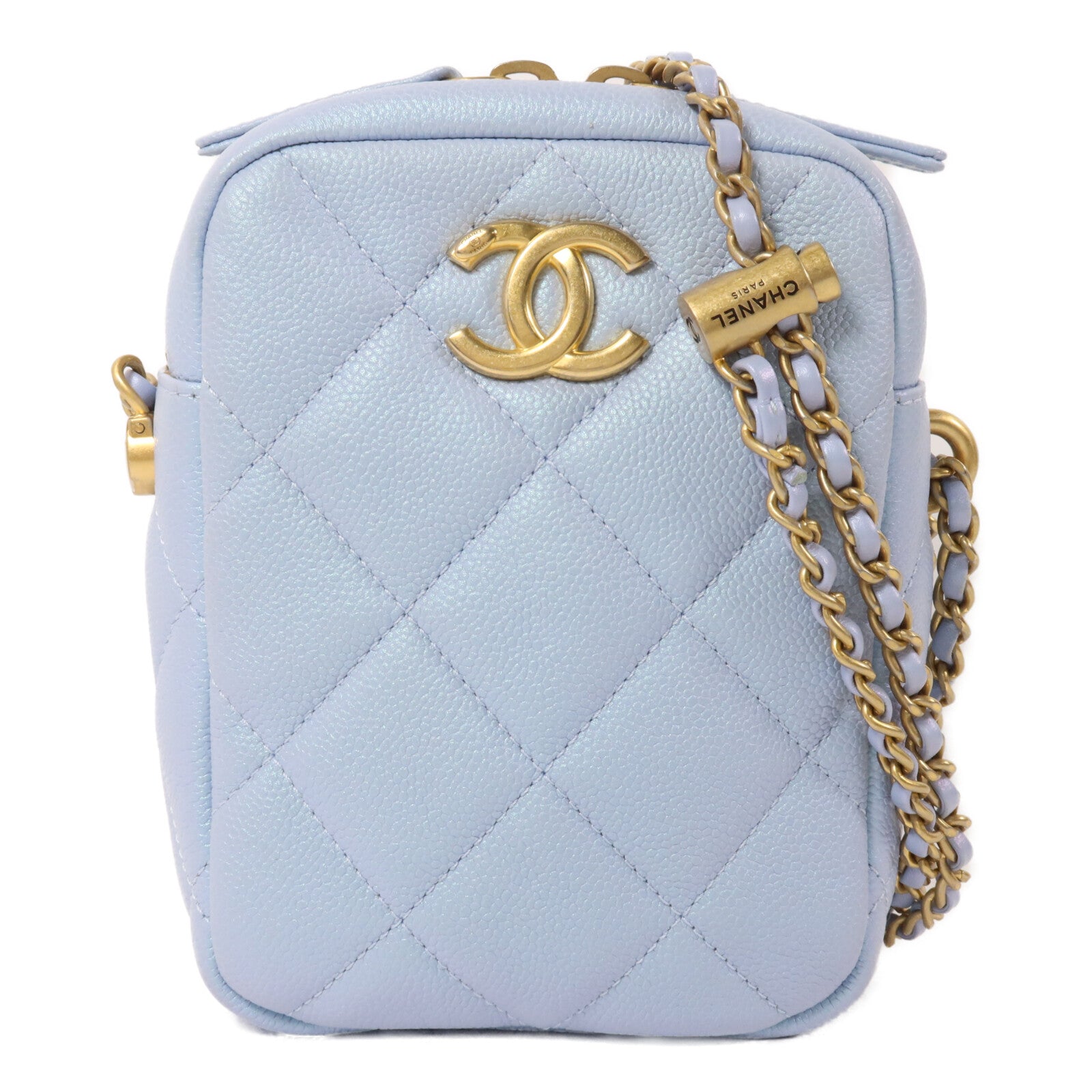CHANEL 牛皮皮革Mini Camera Bag鏈帶肩背袋