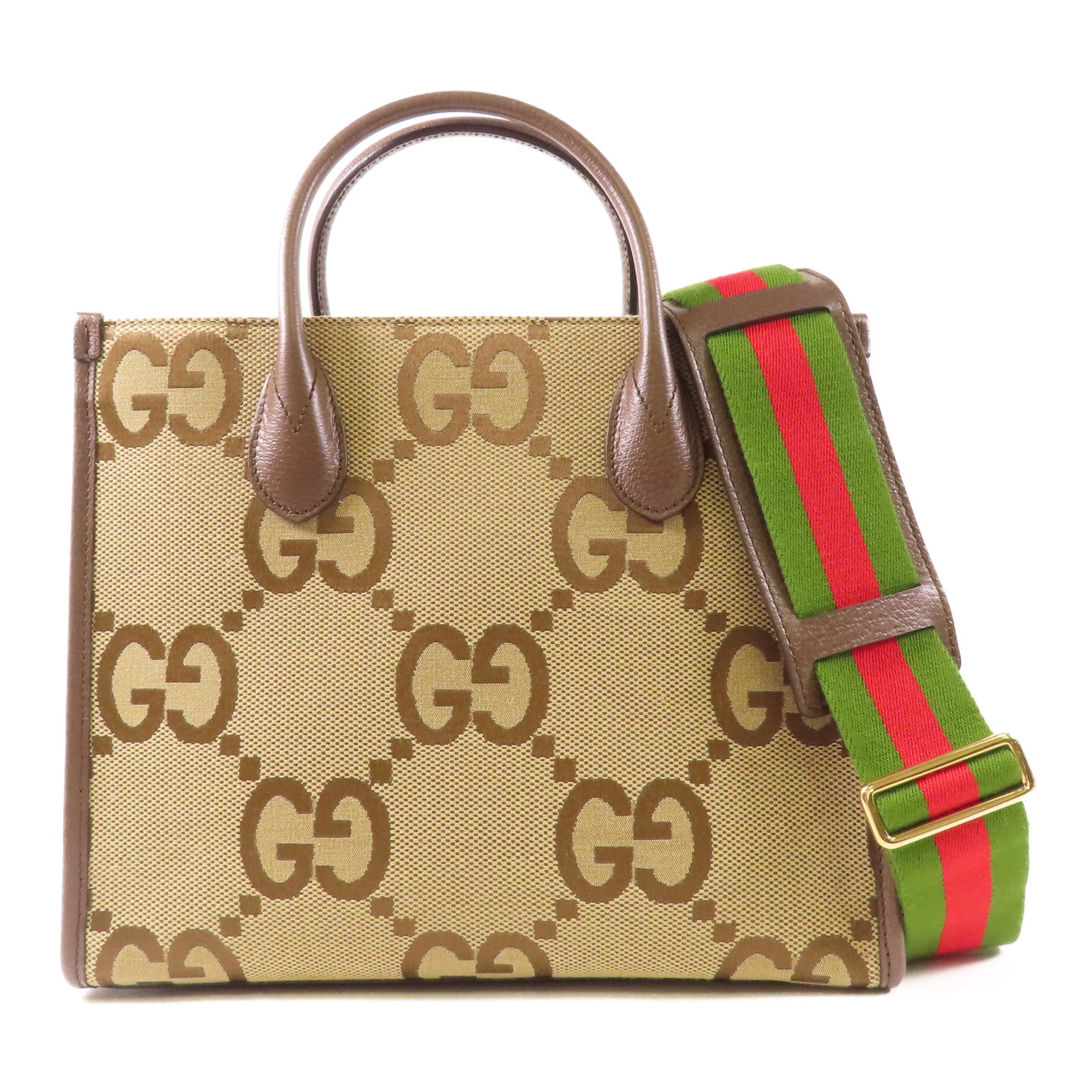 GUCCI GHW Jumbo GG Tote Bag 2way Shoulder Bag 703974 Canvas Brown
