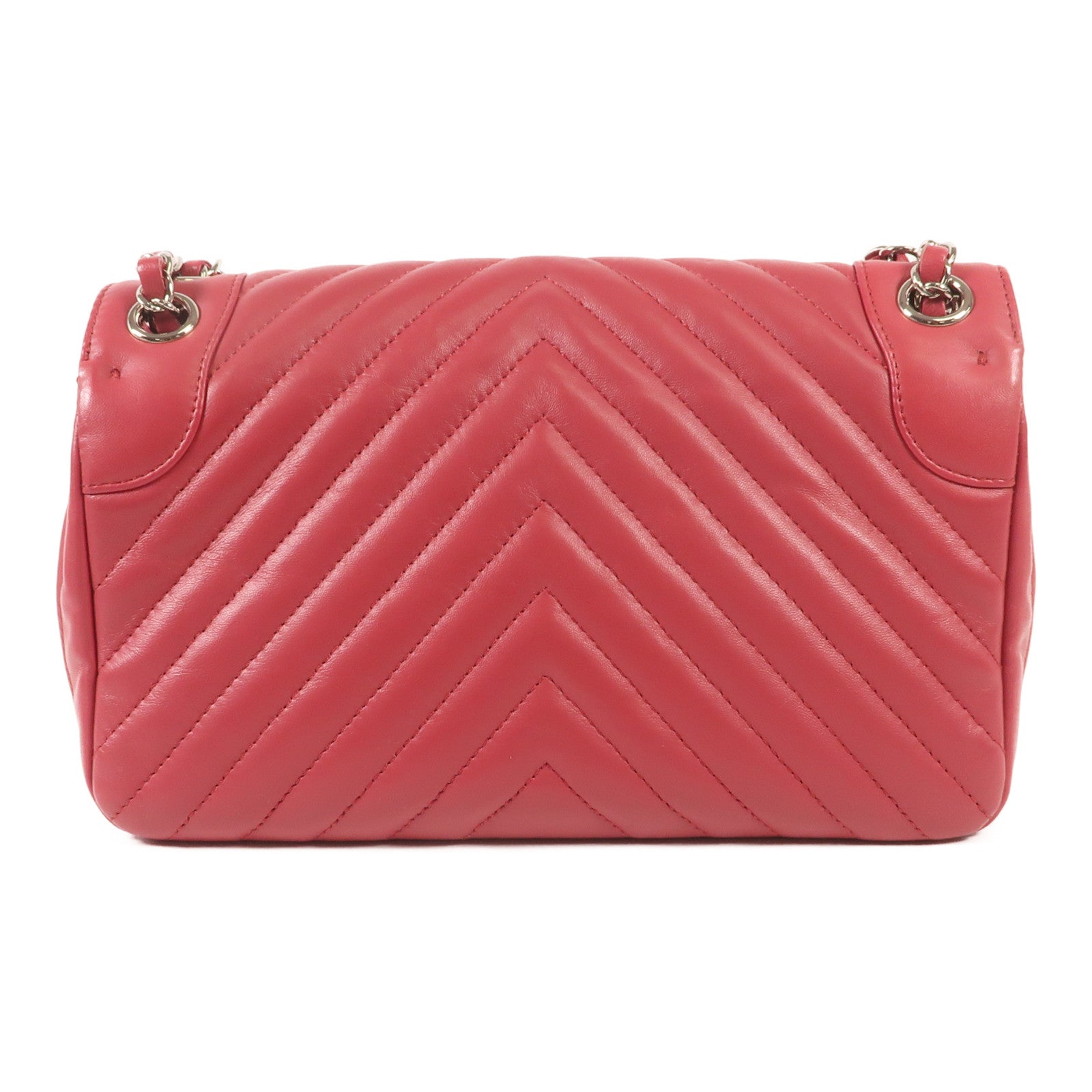 CHANEL 牛皮皮革Chain Shoulder Bag銀扣鏈帶肩背袋