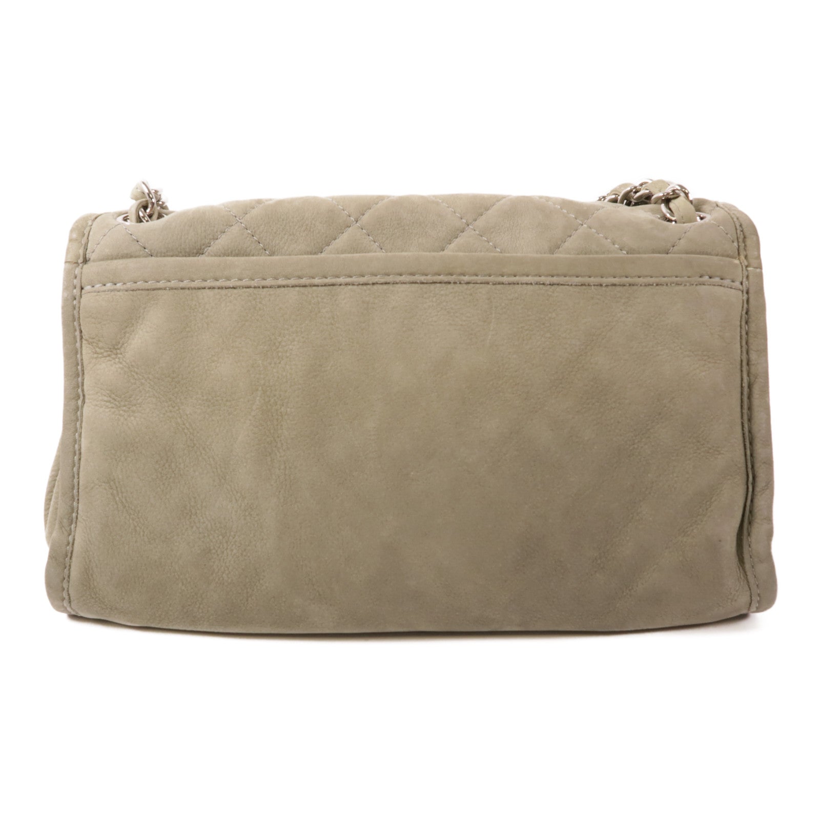 CHANEL 麂皮皮革Flat Bag銀扣鏈帶肩背袋