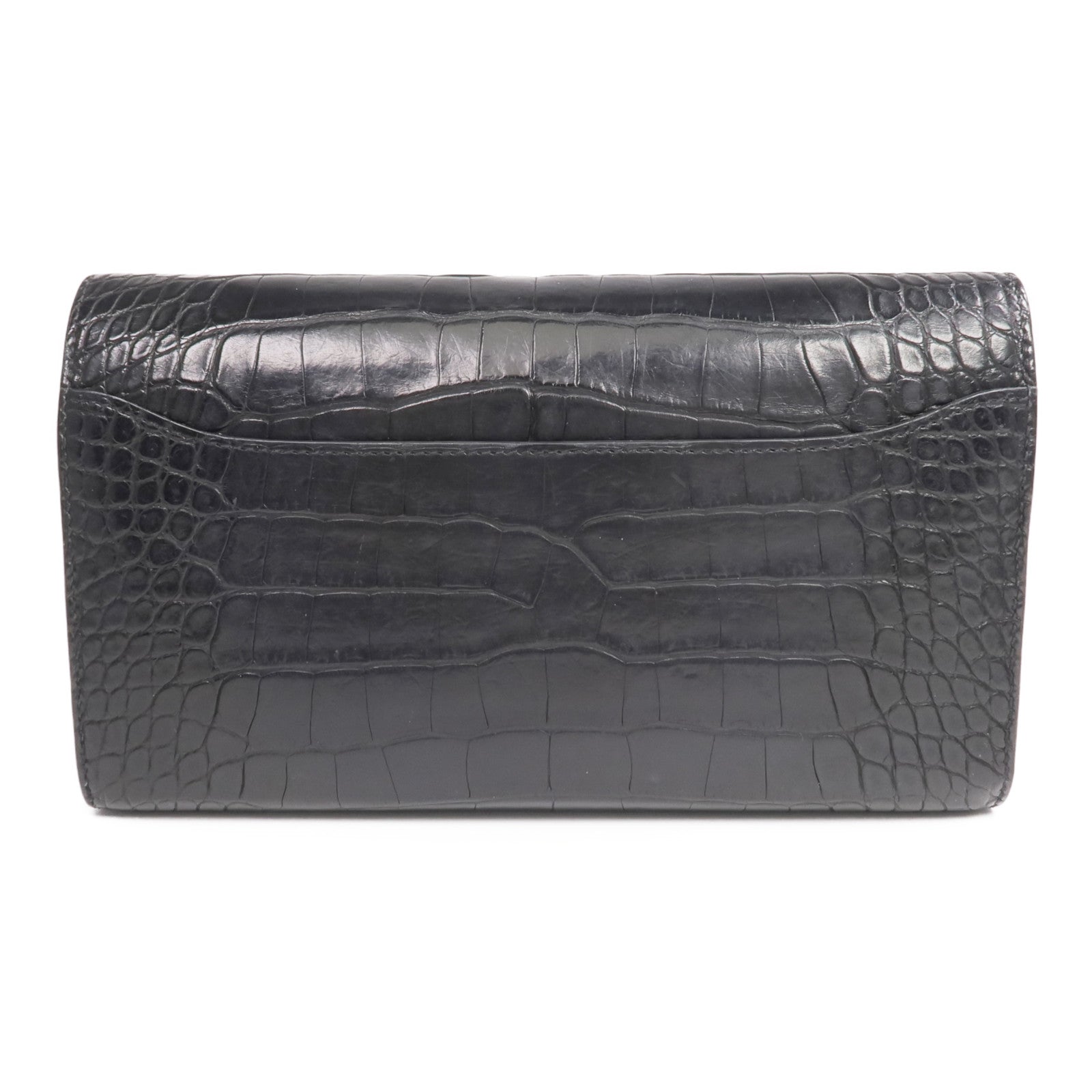 HERMES 【激減優惠】Alligator皮革Constance Long Wallet銀扣長錢包Noir