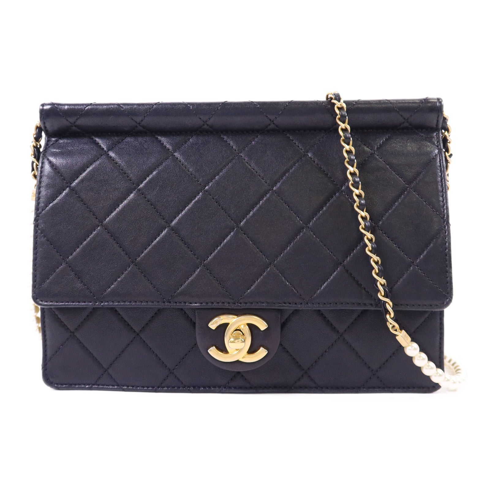 CHANEL 牛皮皮革Shoulder Bag金扣鏈帶肩背袋