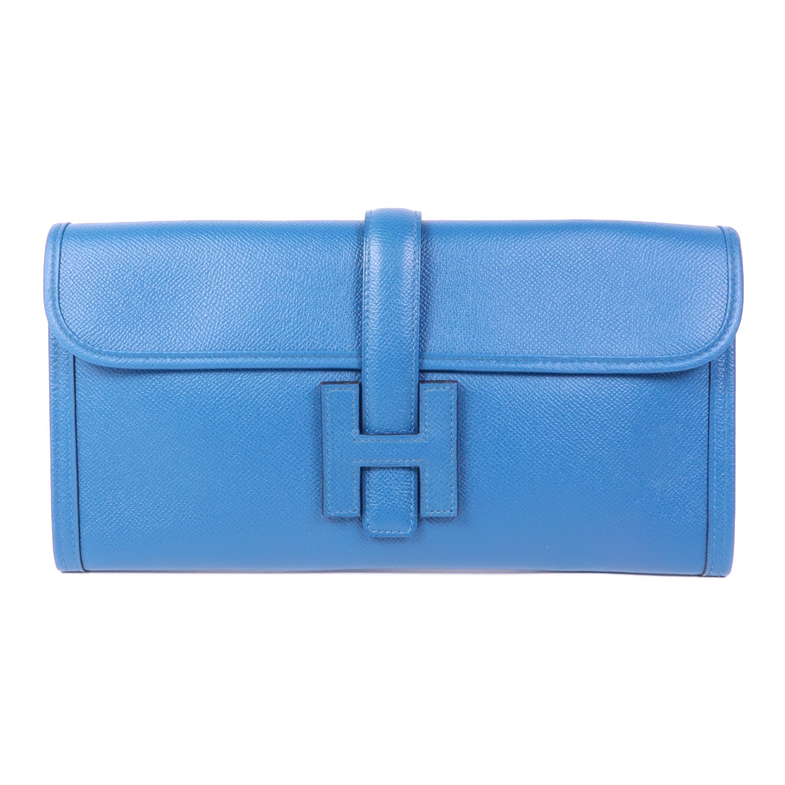 HERMES Epsom皮革Jige Duo手拿包Bleu Izmir