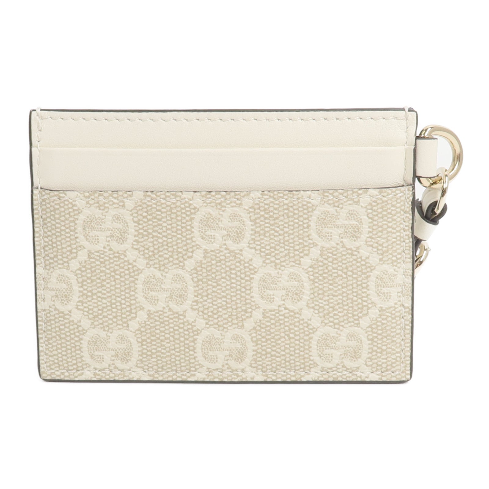 GUCCI 塗層帆布/皮革GG Emblem Card Case with Strap卡片套