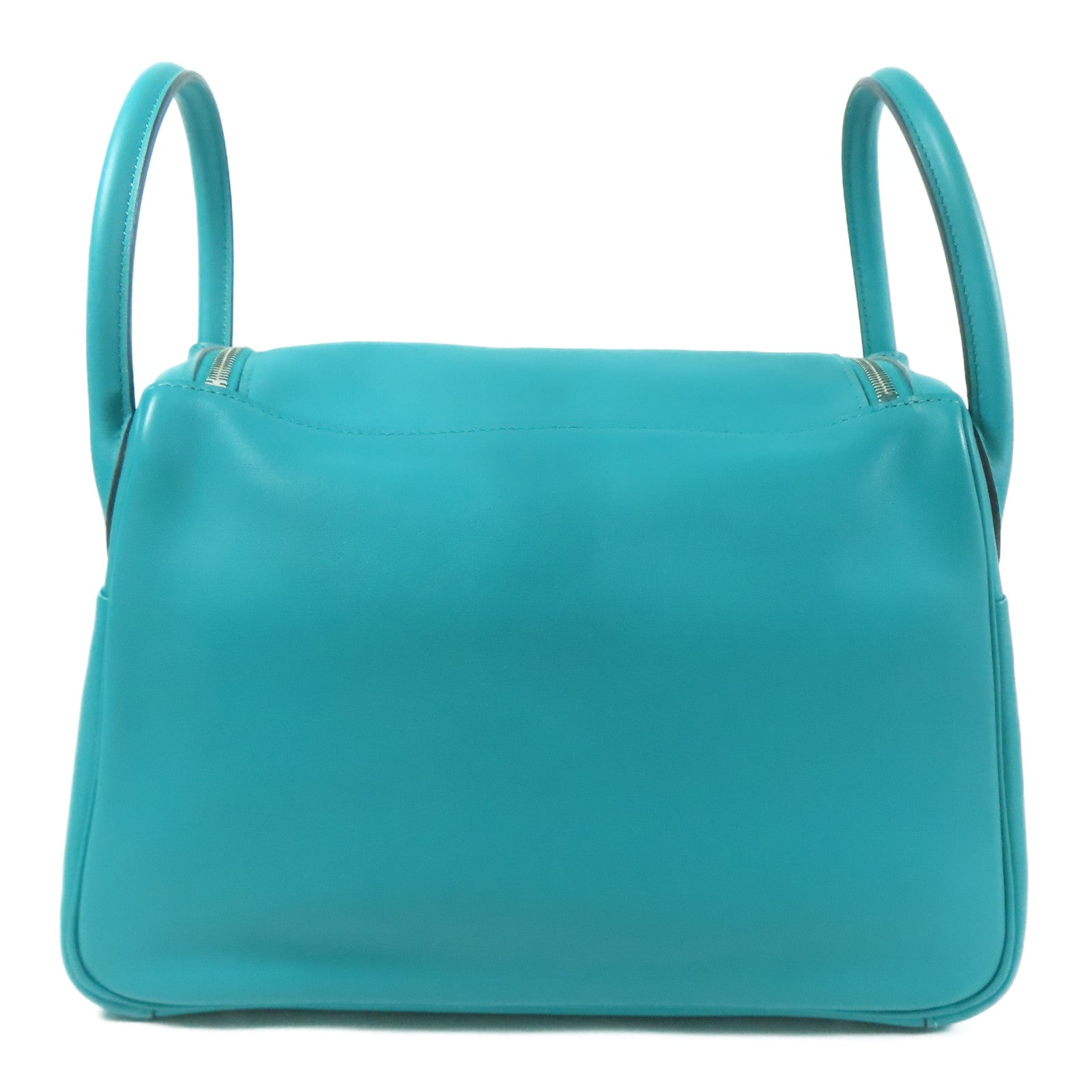 HERMES Swift皮革Lindy 30銀扣肩背袋Blue Lagoon