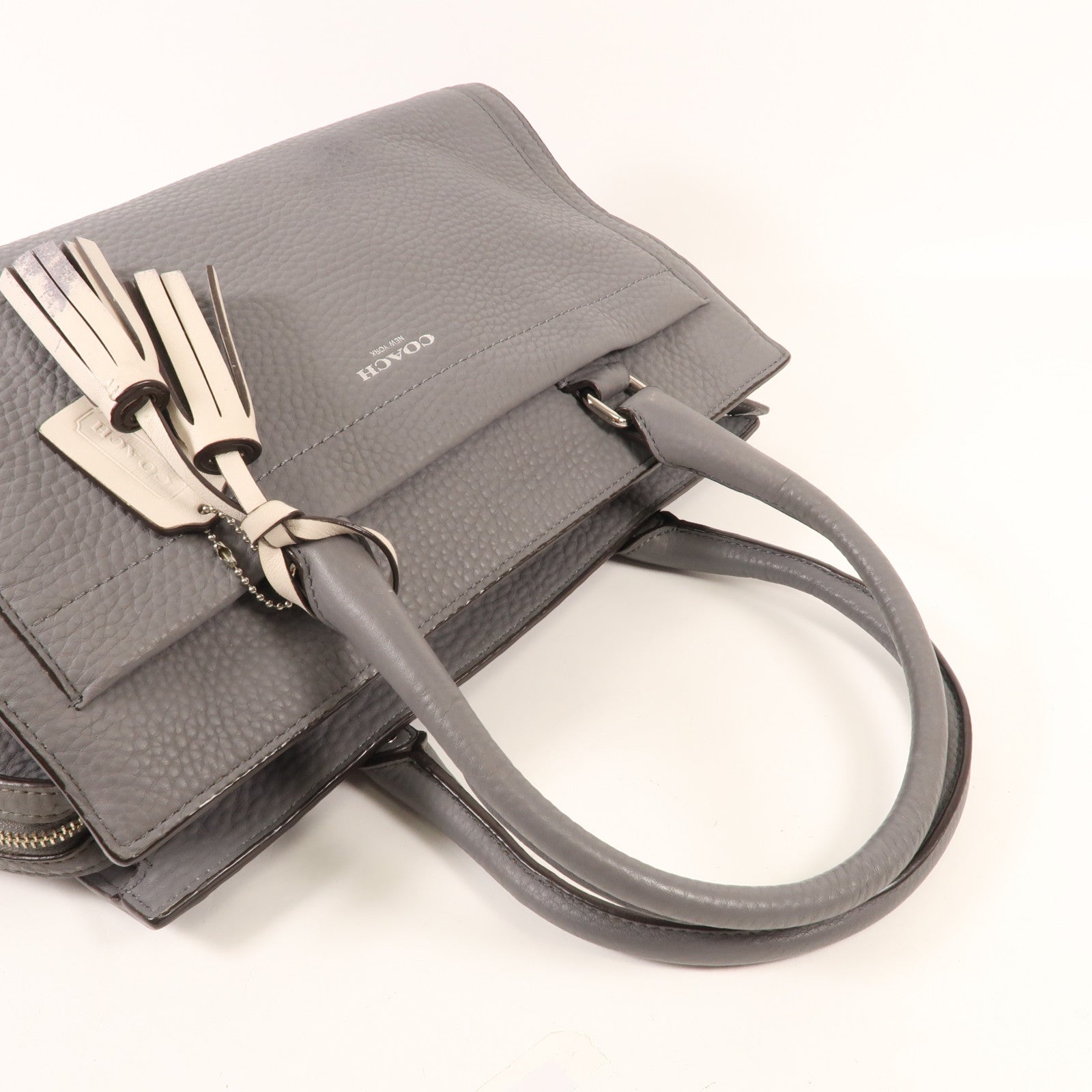 COACH 牛皮皮革Shoulder Bag銀扣肩背袋