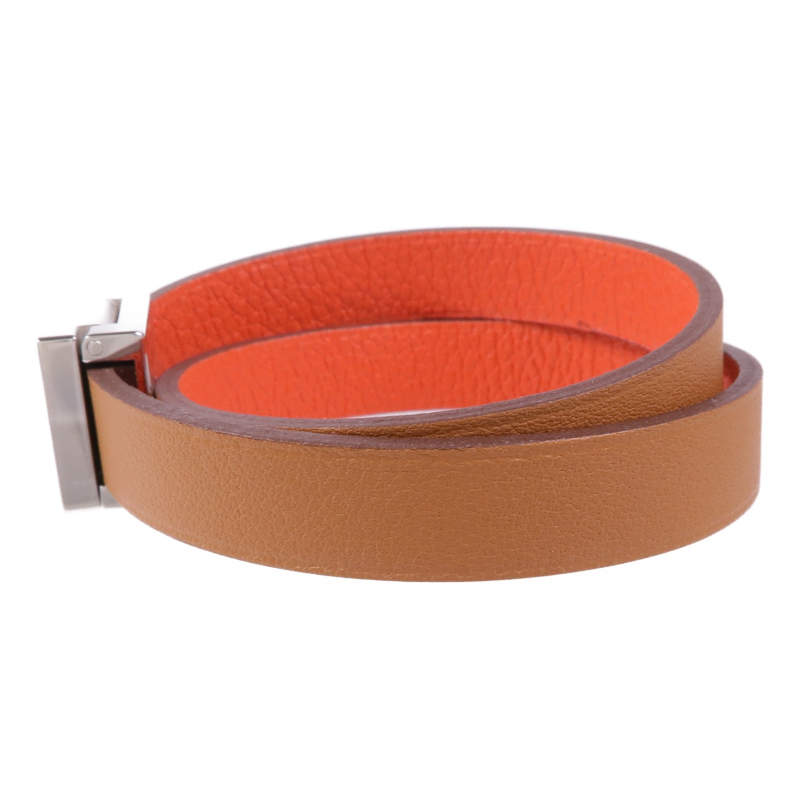 HERMES 皮革/金屬Double Bracelet手鏈