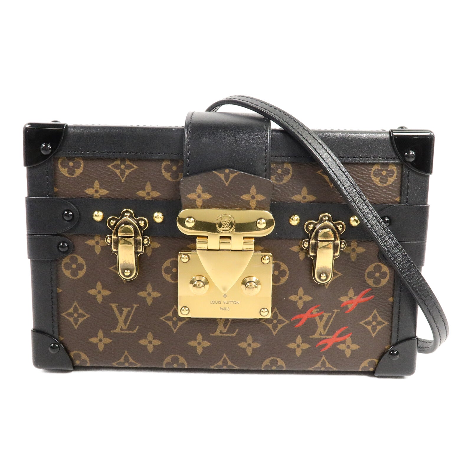 LOUIS VUITTON Monogram/牛皮皮革 Petite Malle肩背袋