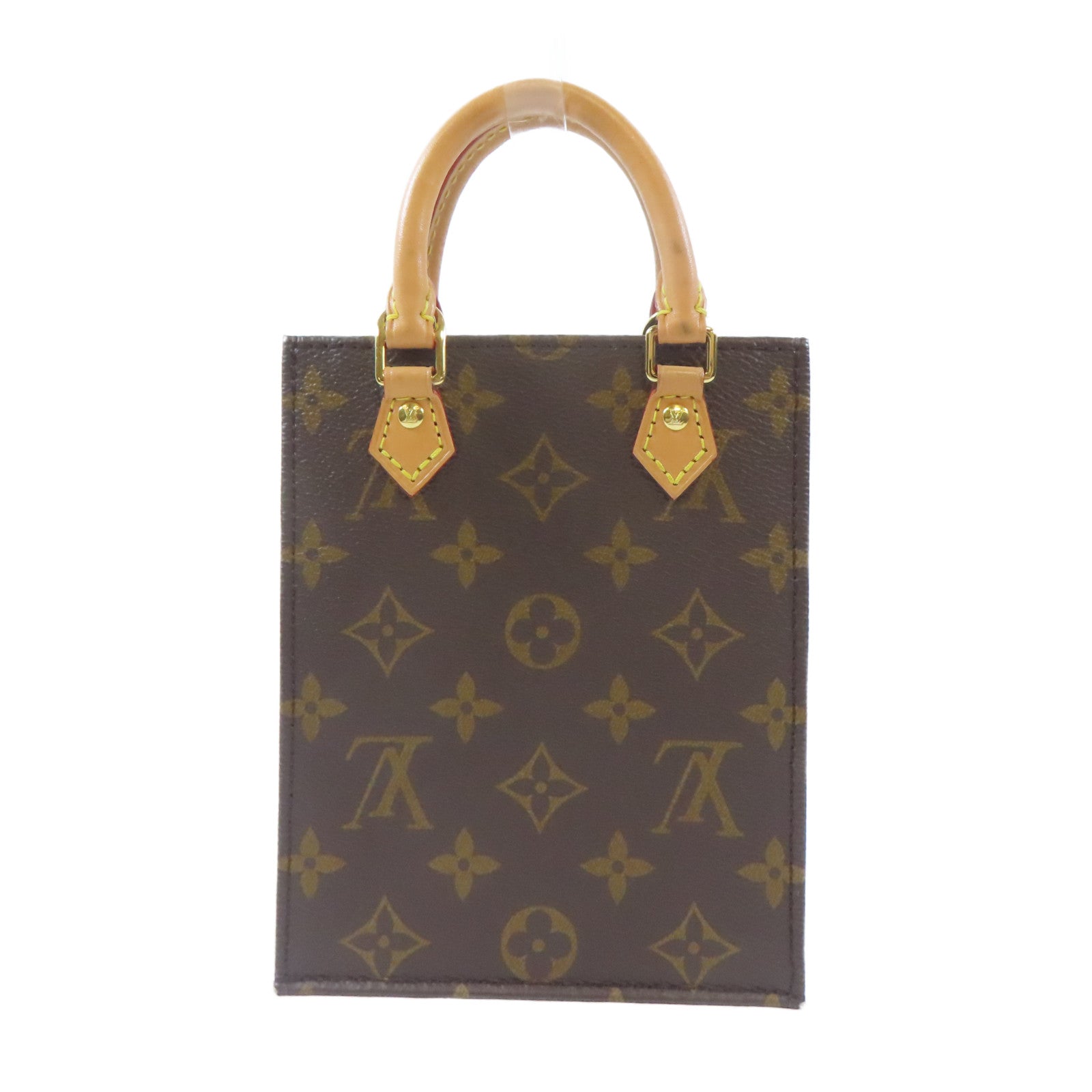 LOUIS VUITTON Monogram Petit Sac Plat金扣手挽肩背兩用袋啡色