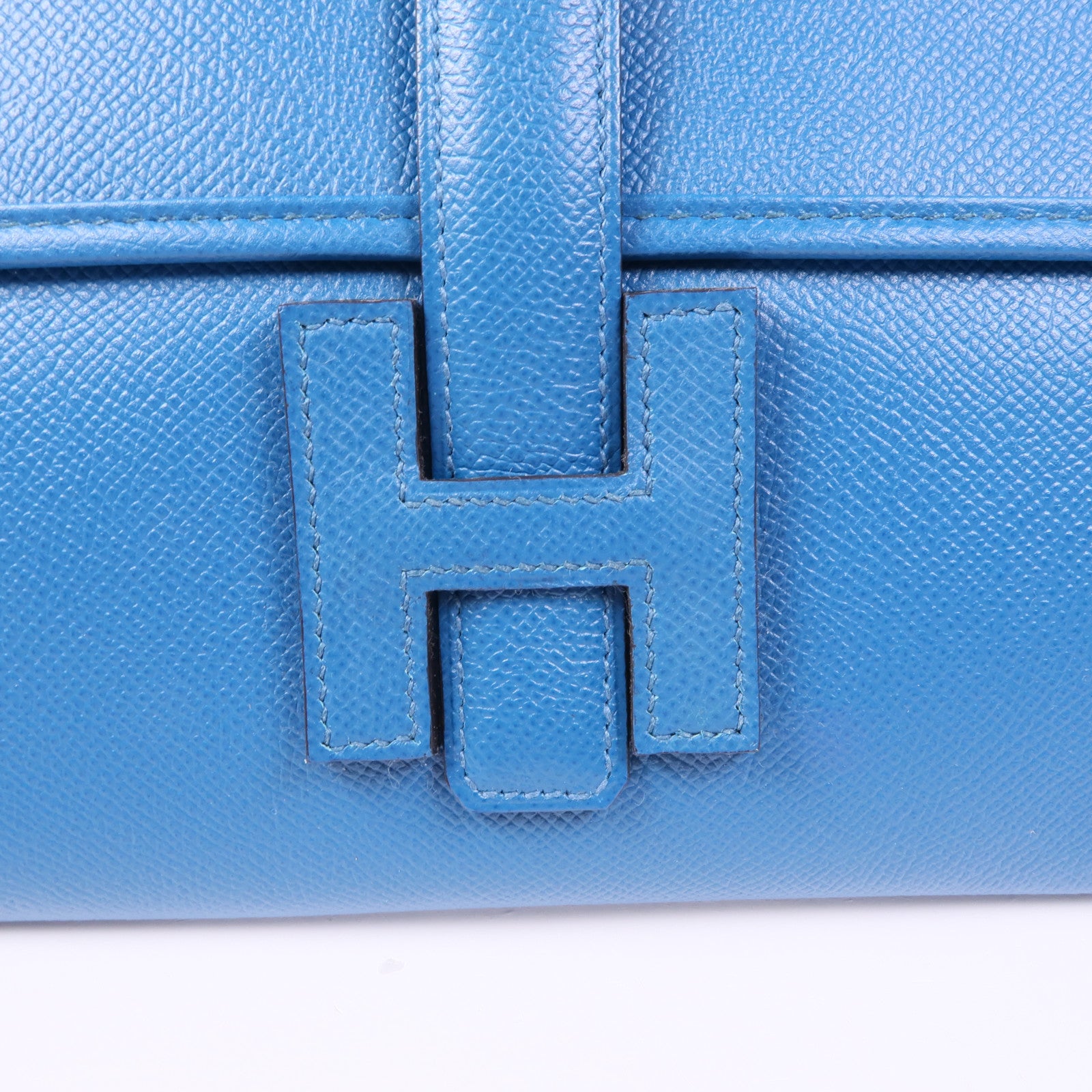 HERMES Epsom皮革Jige Duo手拿包Bleu Izmir