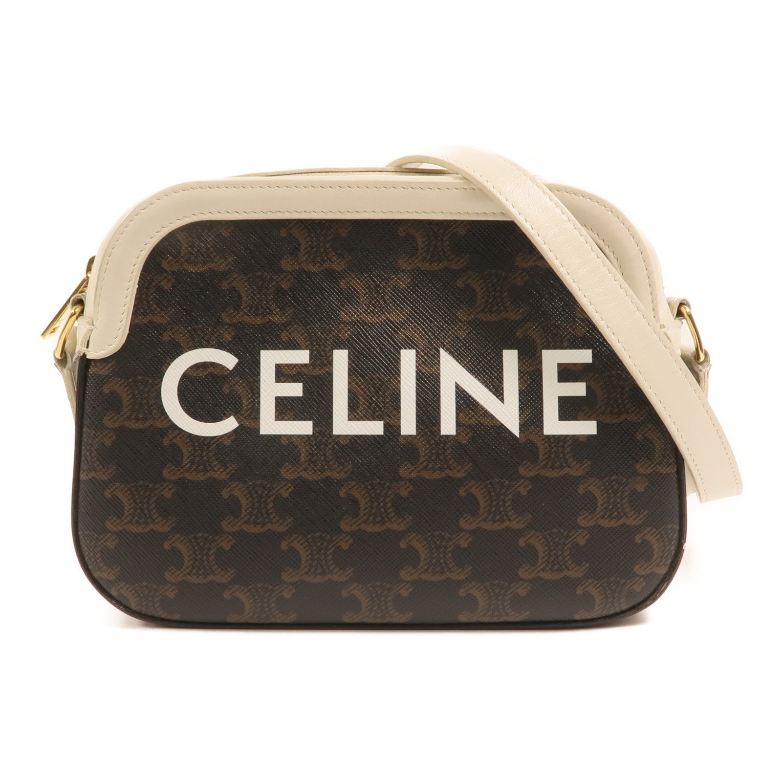 CELINE 塗層帆布Camera Bag金扣肩背袋