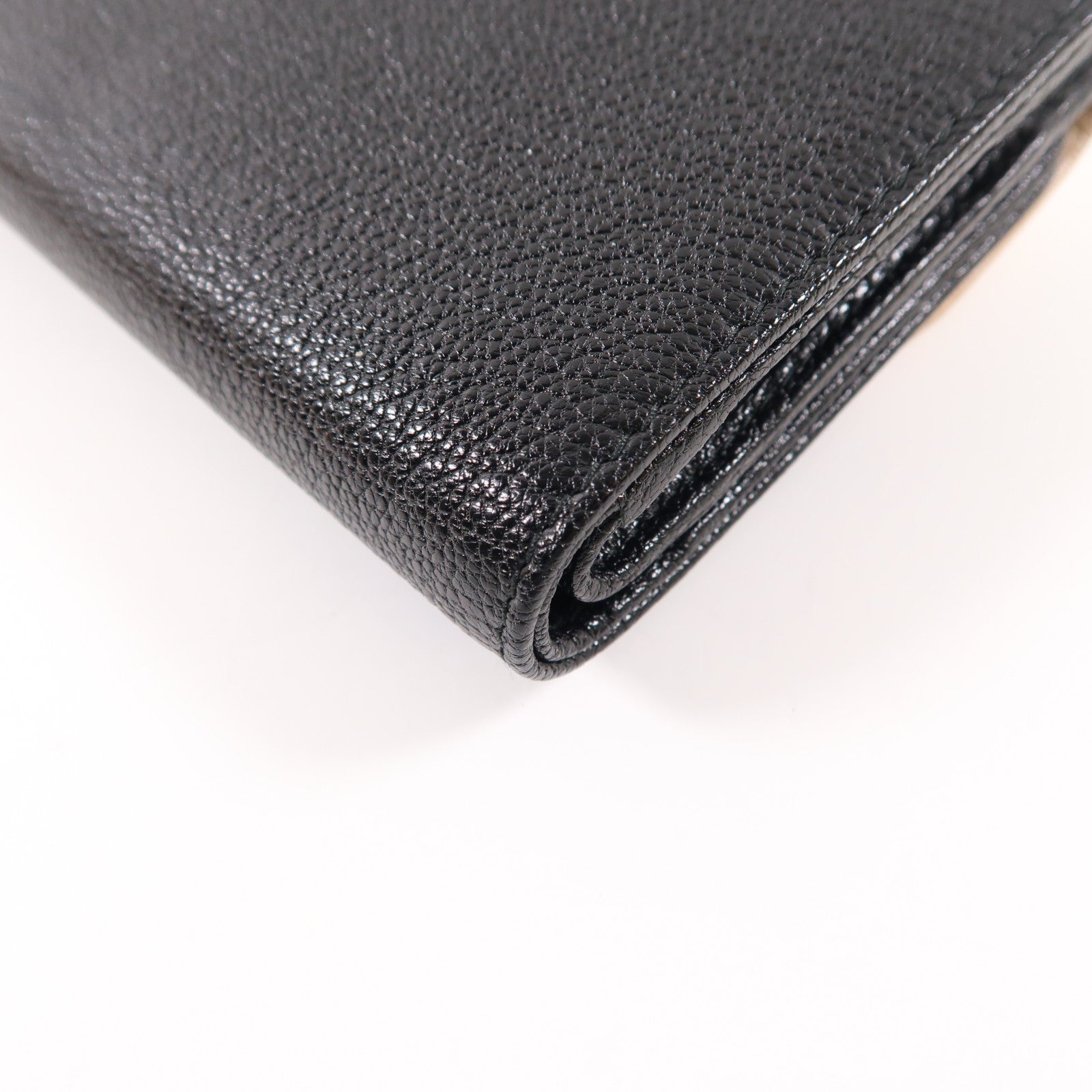 Miu Miu 牛皮皮革Trifold Wallet金扣錢包黑色/淺褐色