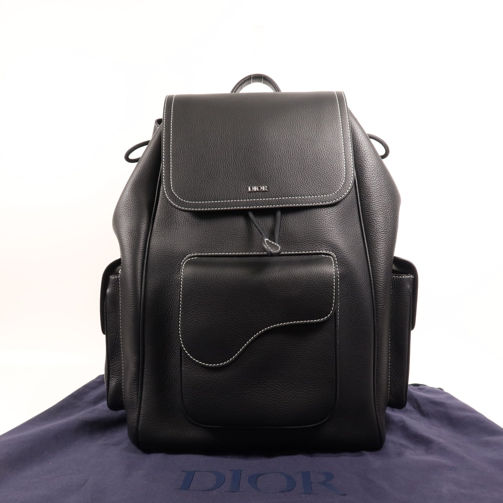 Dior 牛皮皮革Saddle Backpack銀扣背包