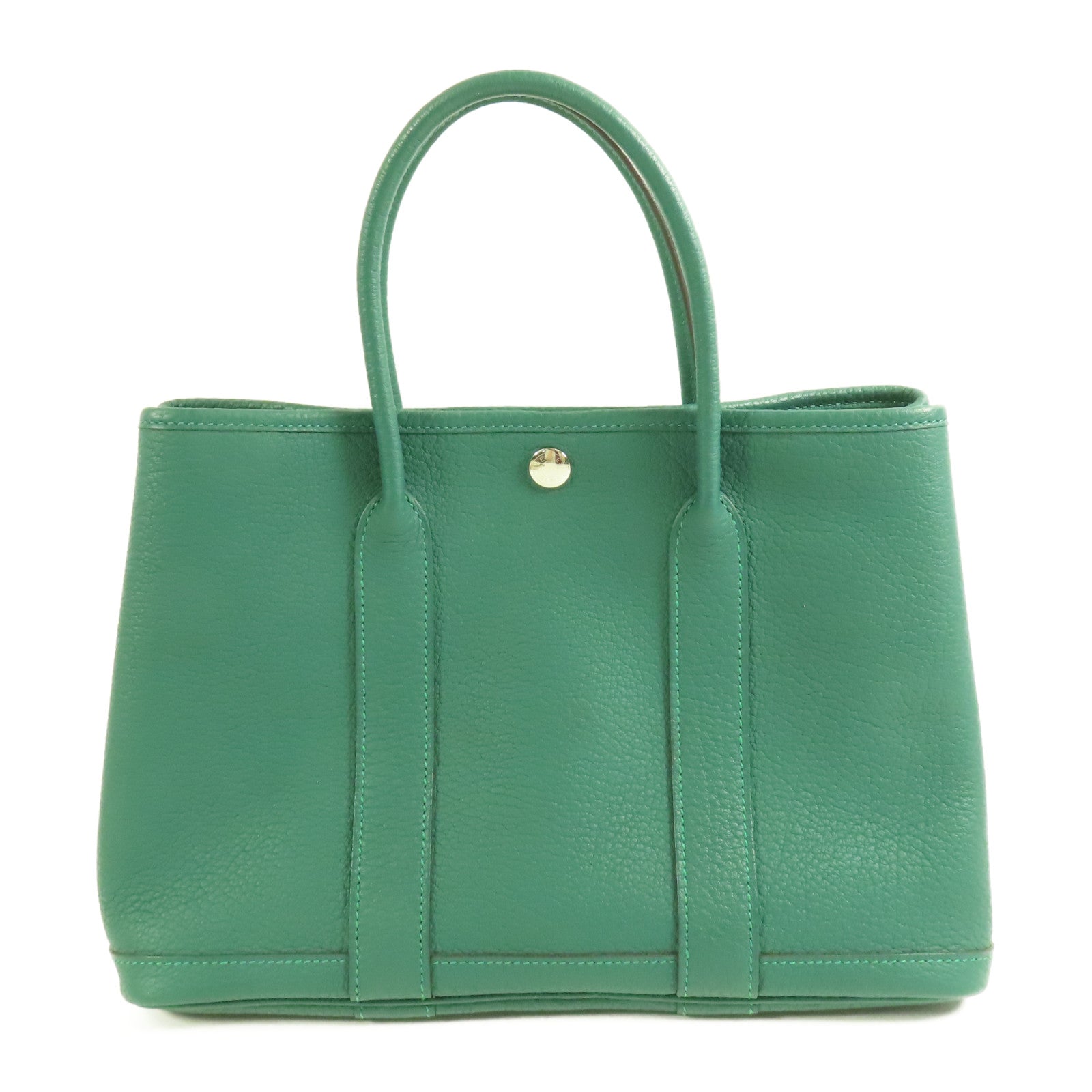 HERMES Negonda皮革Garden Party TPM銀扣手挽袋Malachite