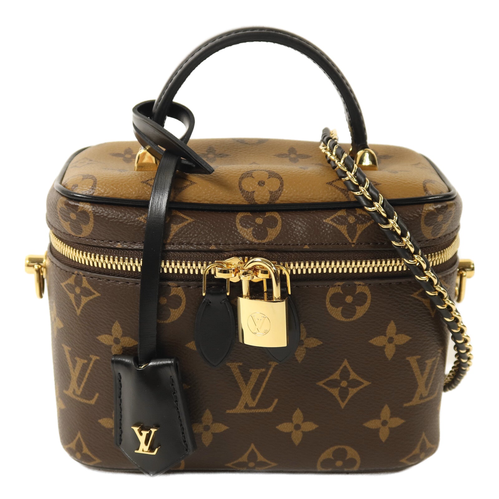 LOUIS VUITTON Monogram Reverse Vanity PM金扣鏈帶手挽肩背兩用袋