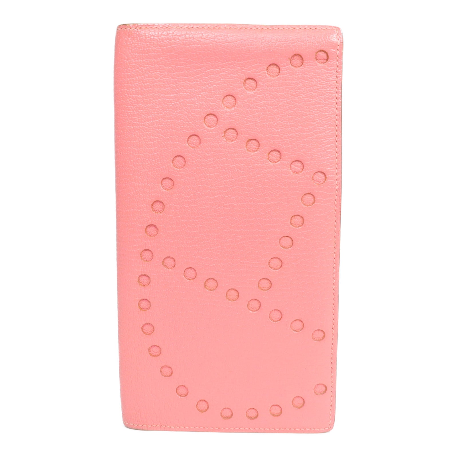 HERMES 山羊皮革Evelyne Long Wallet長錢包Rose Lipstick