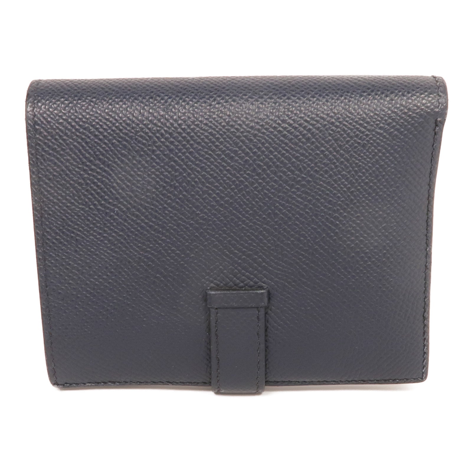 HERMES Epsom皮革Bearn Compact Wallet金扣錢包Bleu Nuit