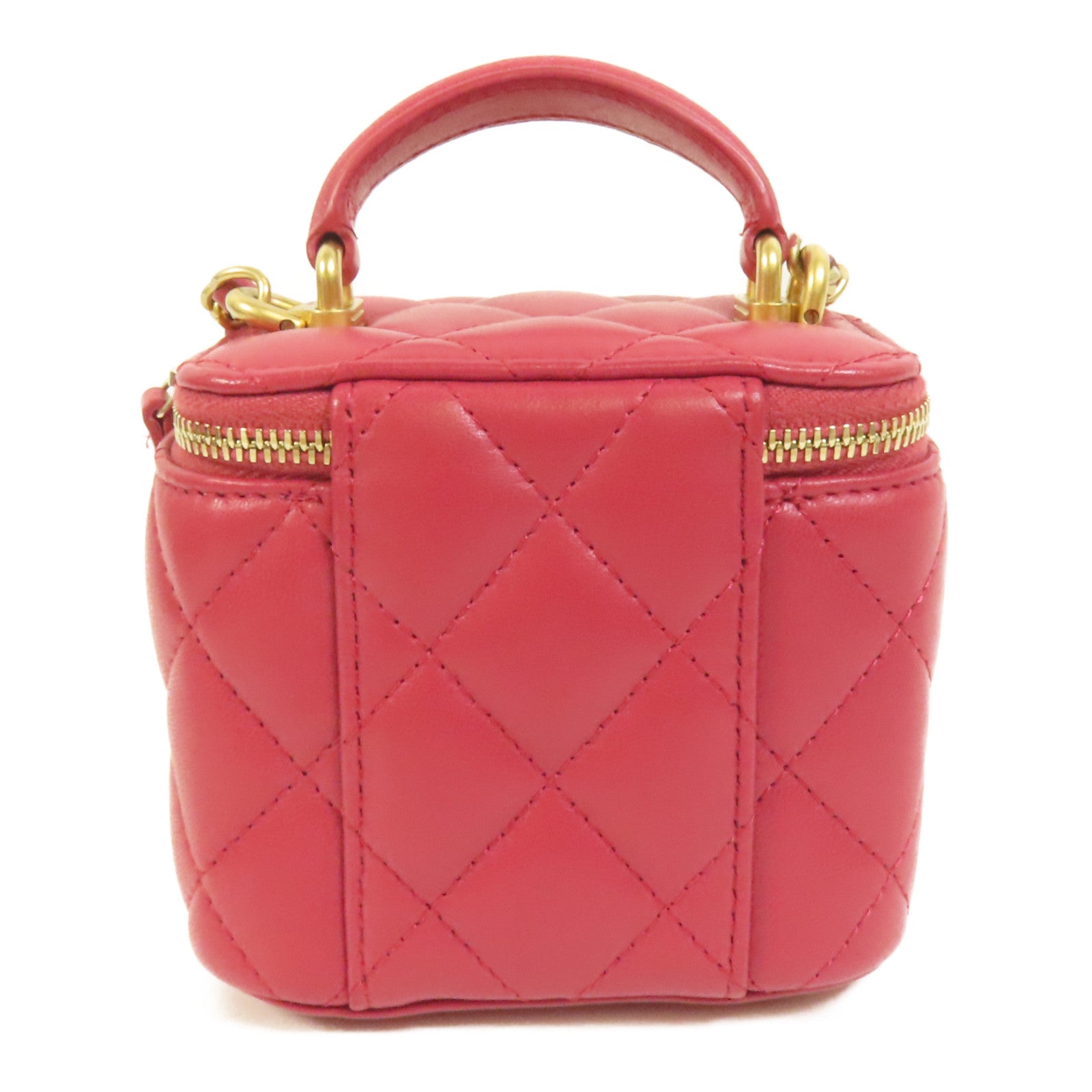 CHANEL 羊皮皮革Mini Top Handle Vanity Case金扣鏈帶肩背袋