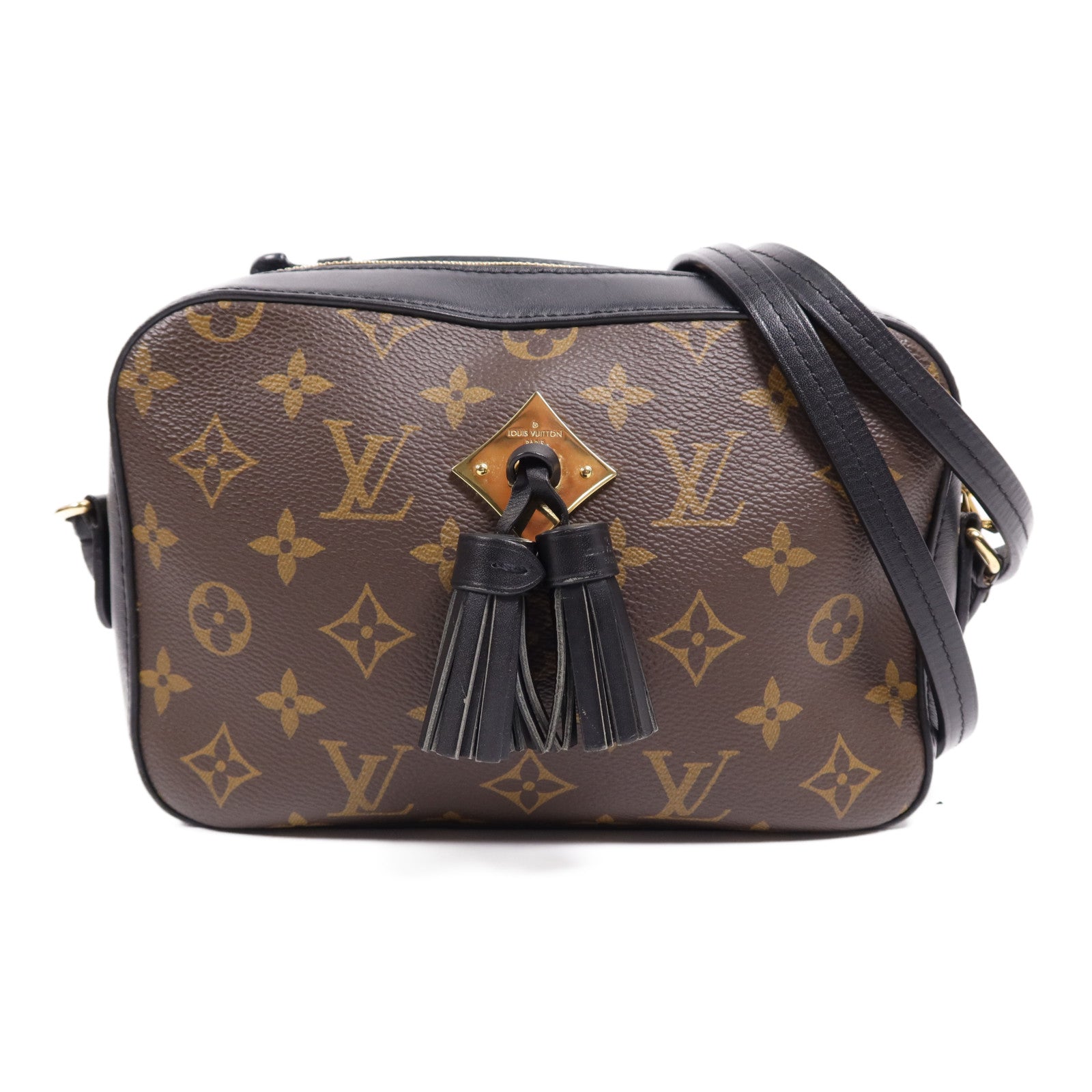 LOUIS VUITTON Monogram Saintonge金扣手挽袋棕色