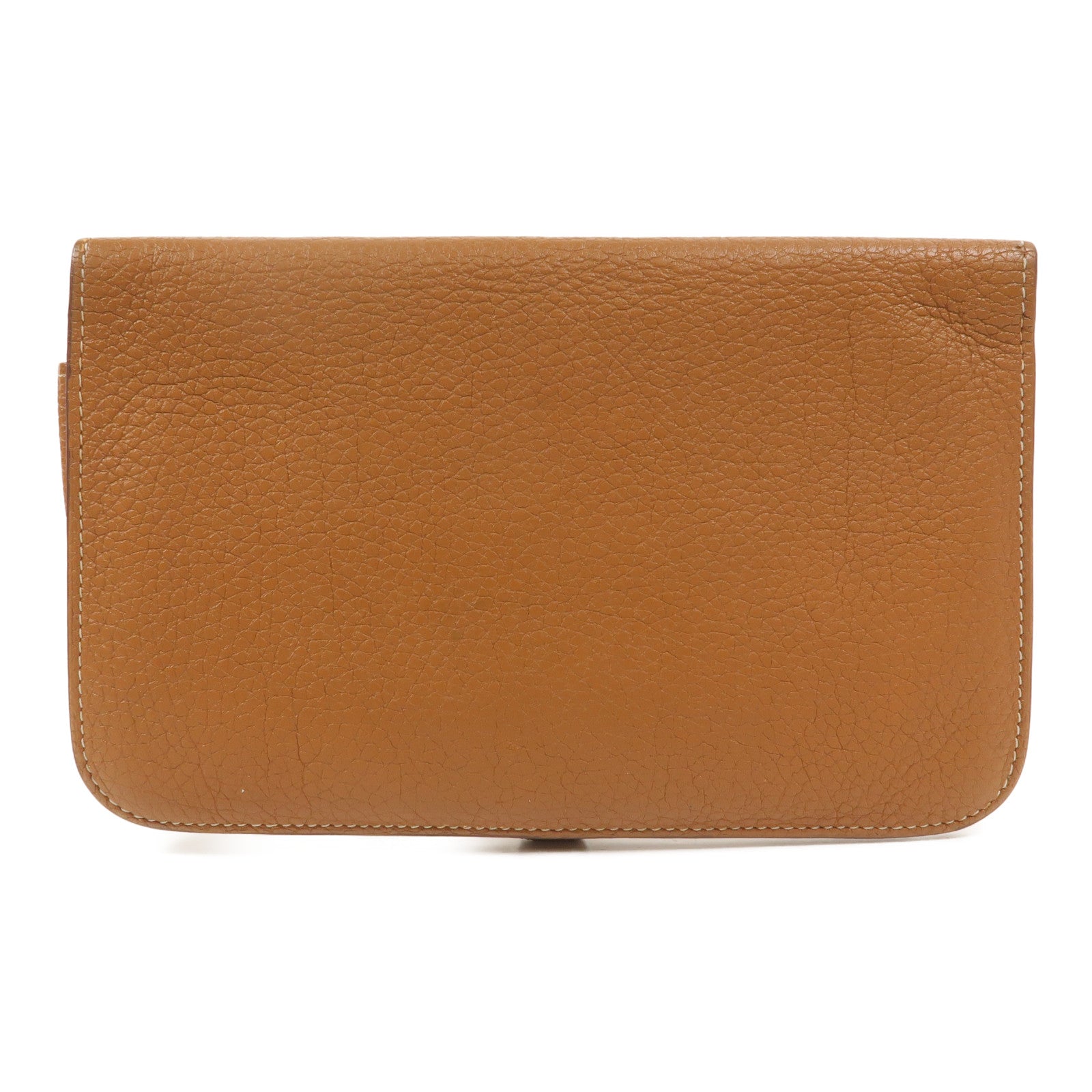 HERMES Clemence皮革Dogon GM長錢包Gold