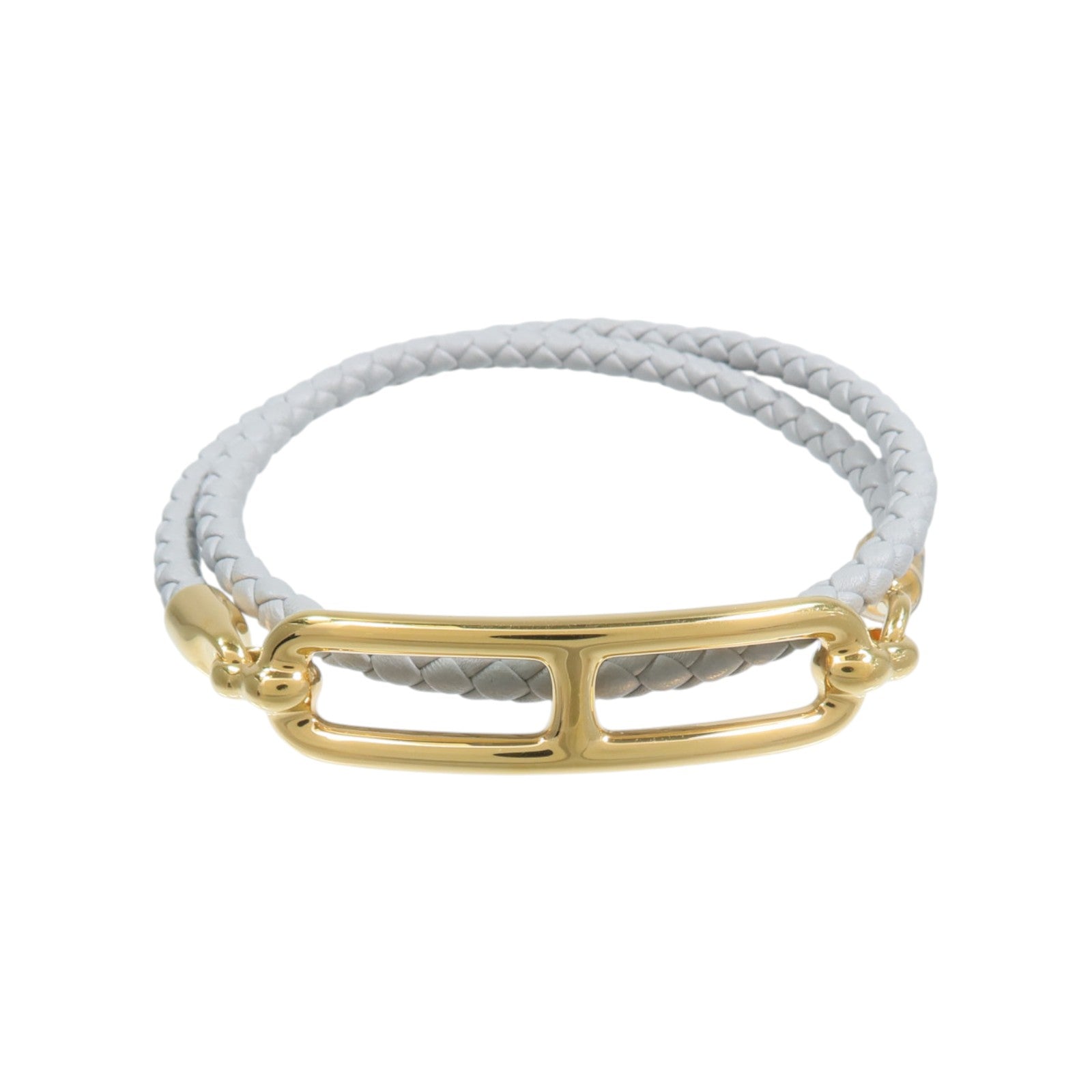 HERMES Swift皮革Roulis Double Tour Bracelet手帶Gris Meyer