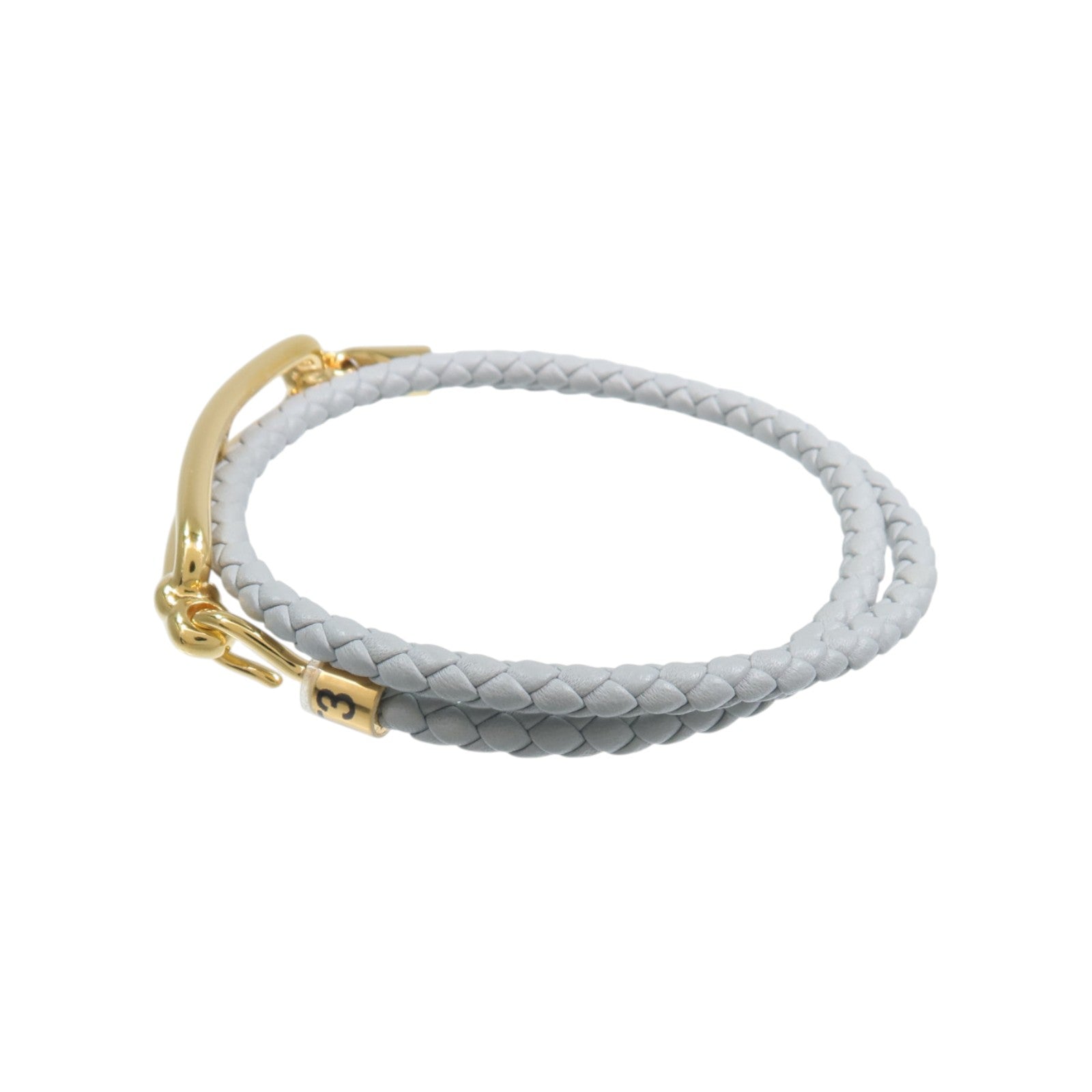 HERMES Swift皮革Roulis Double Tour Bracelet手帶Gris Meyer