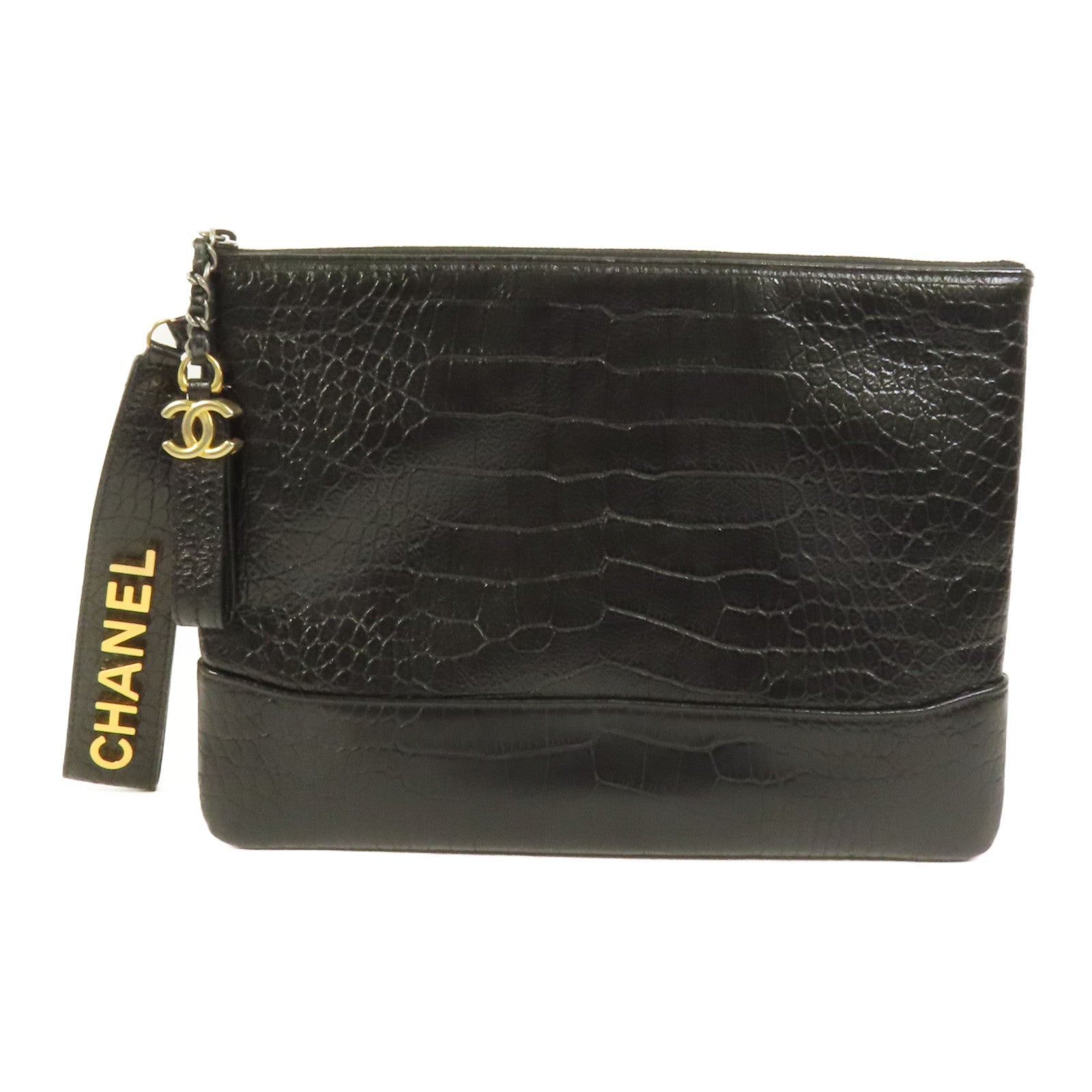 CHANEL 牛皮皮革Pouch金扣手拿包