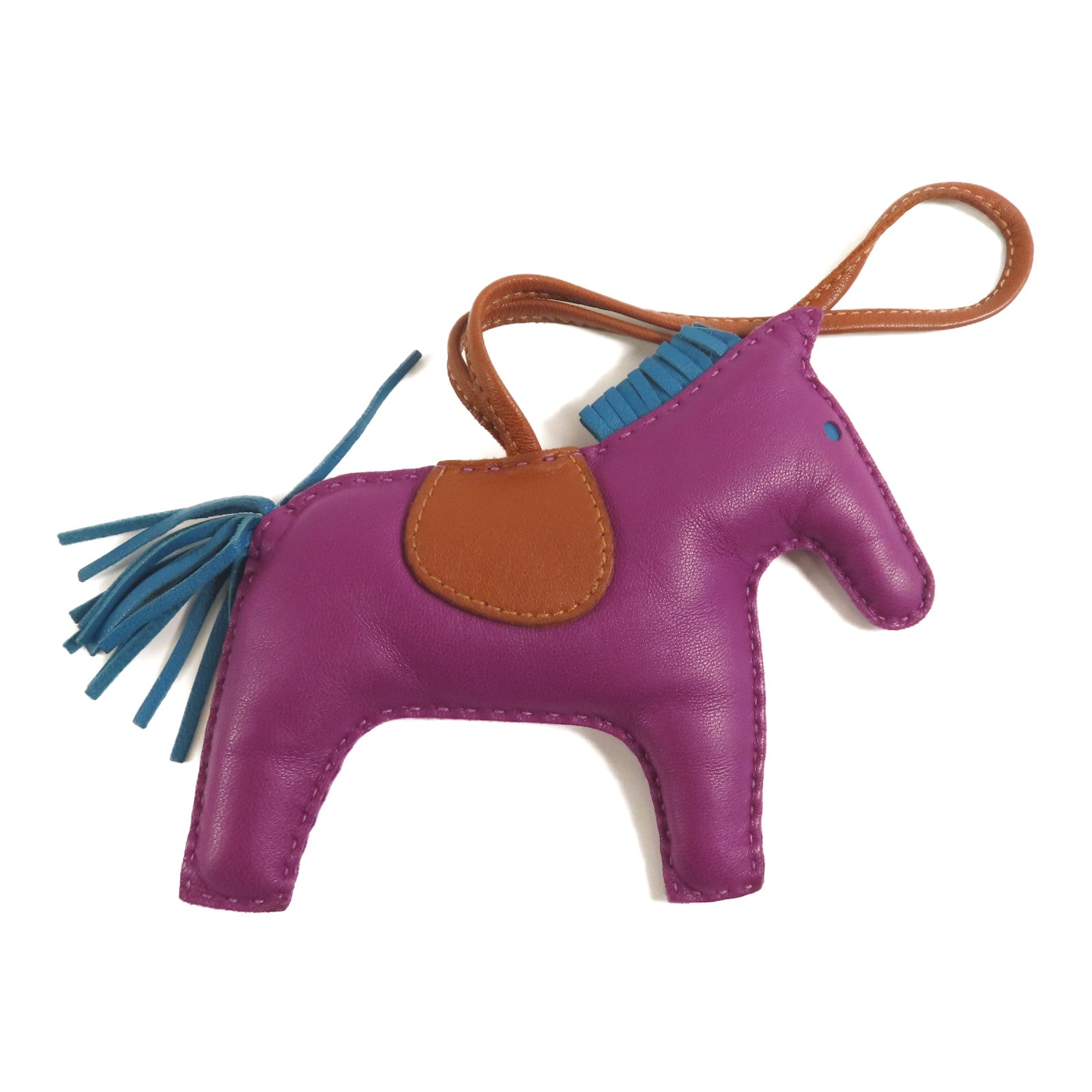 HERMES Rodeo GM Charm Milo Leather Anemone Bleu Izmir