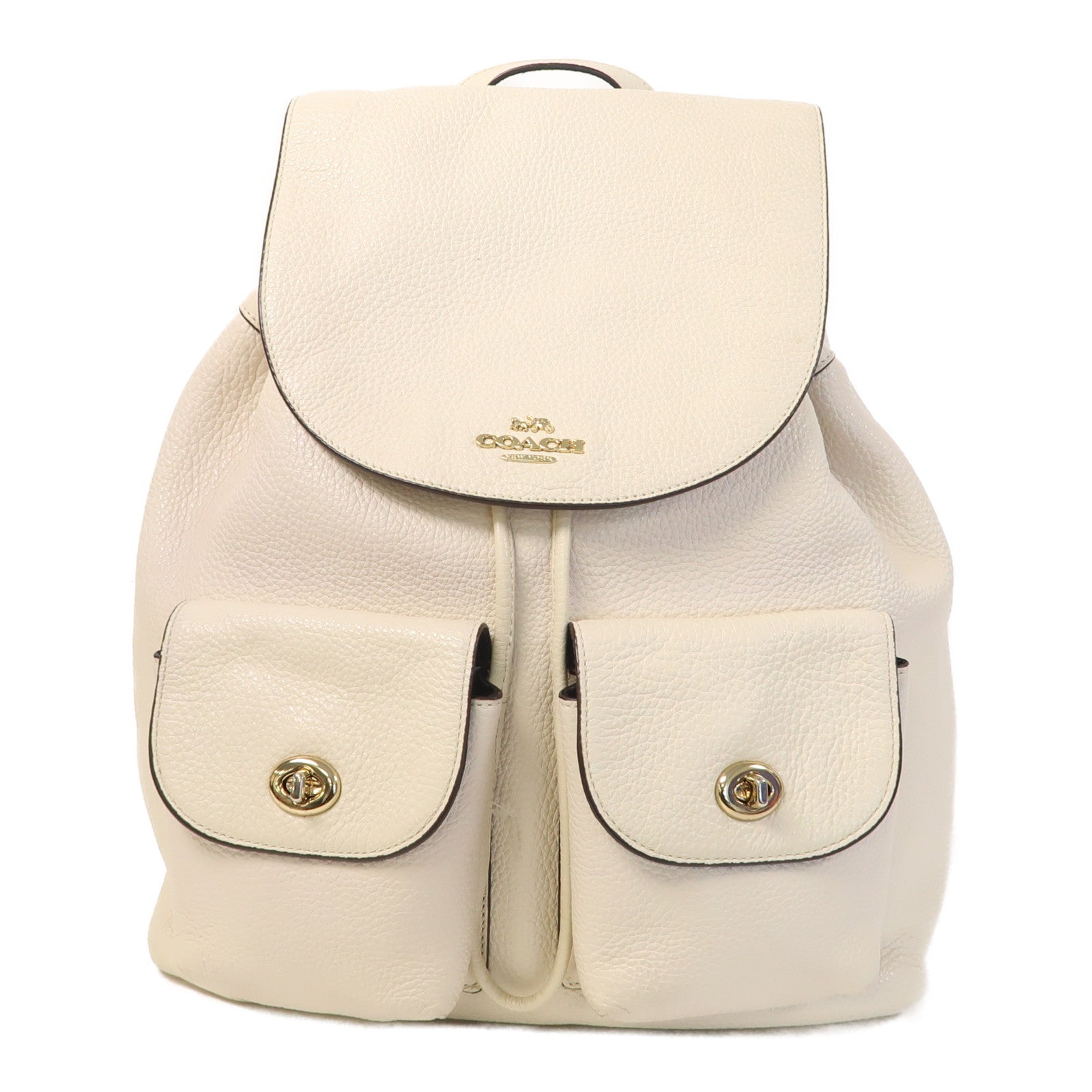 COACH 【激減優惠】牛皮皮革Backpack金扣背包米白色