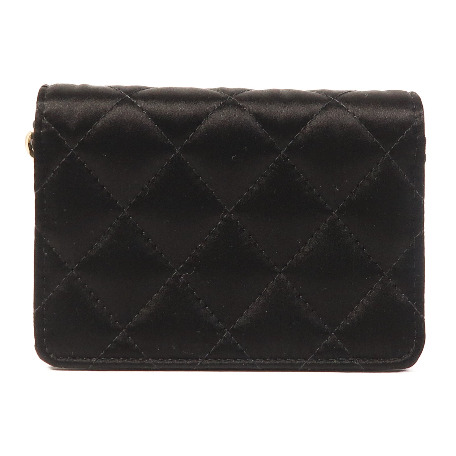 CHANEL Satin Chain Shoulder金扣鏈帶肩背袋