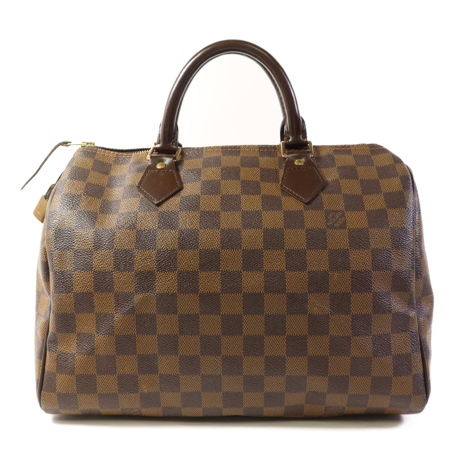 LOUIS VUITTON Damier Speedy 30金扣手挽袋