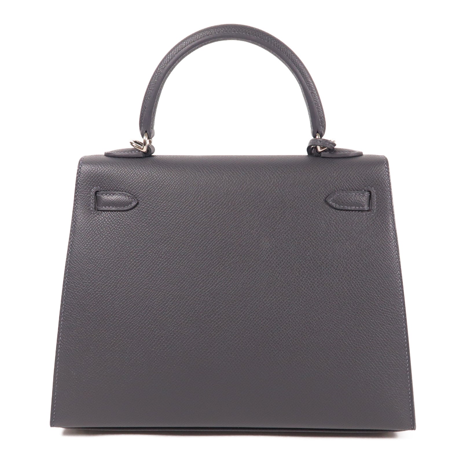 HERMES Epsom皮革Kelly 25銀扣手挽肩背兩用袋Ardoise