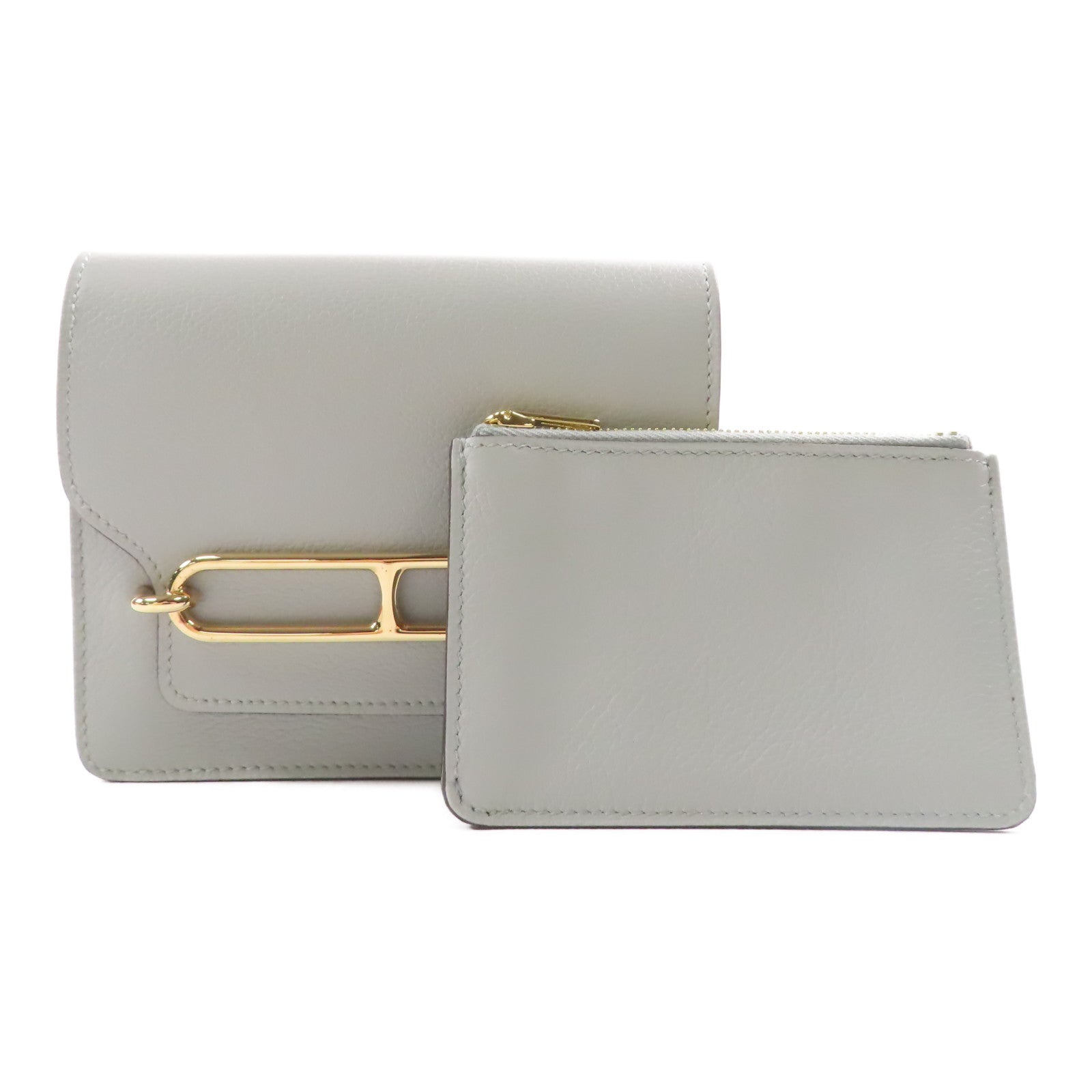 HERMES GHW Roulis Slim Wallet H082053CP Evercolor Leather Bleu Glacier