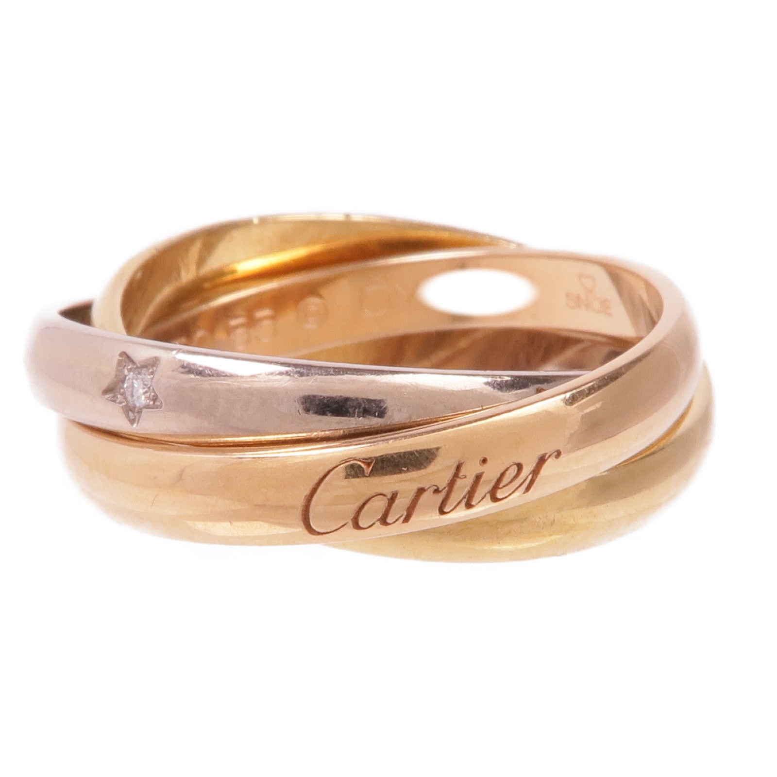 CARTIER 18K黃金/白金/玫瑰金Trinity Ring鑽石戒指Cartier#55/US#7.25