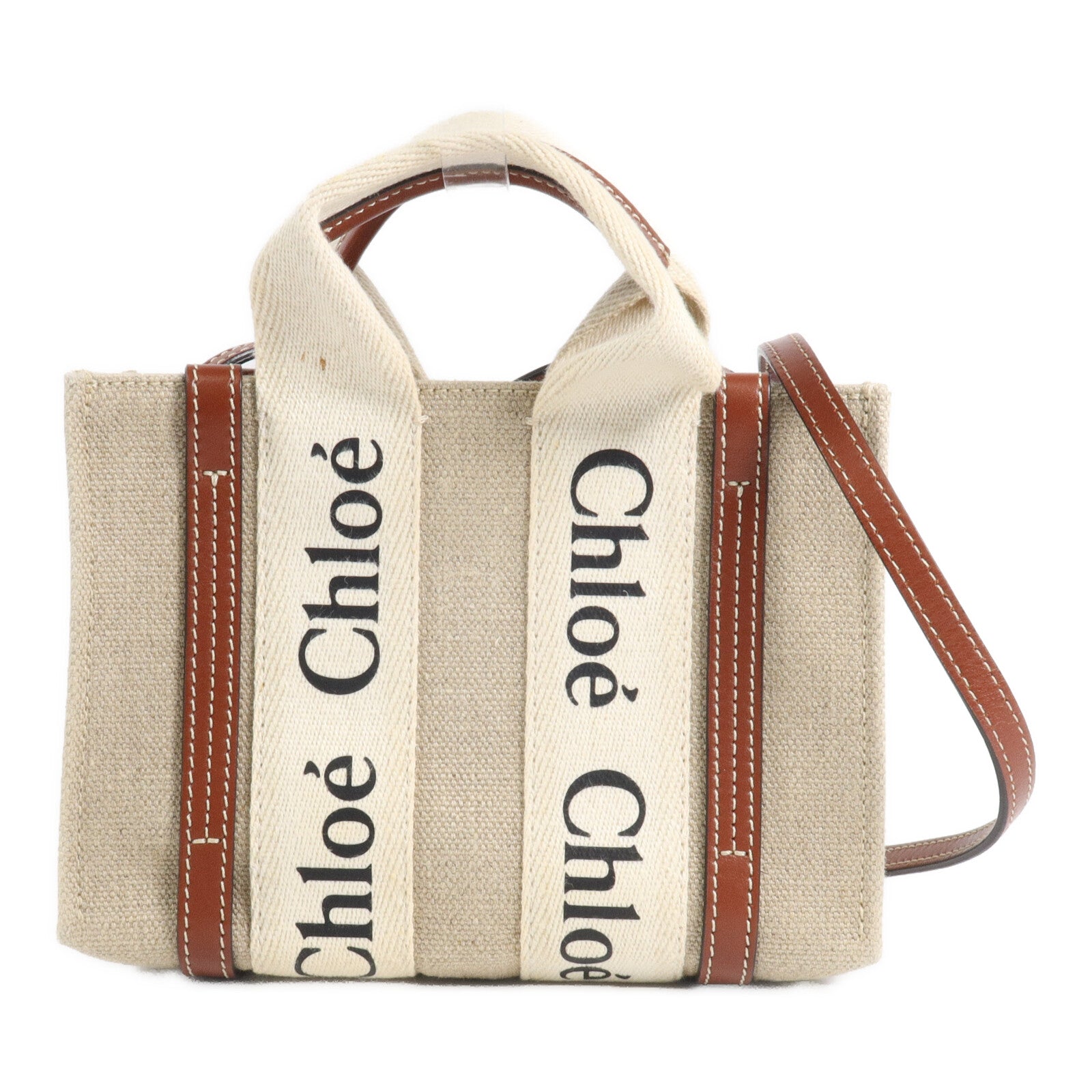 Chloe 帆布Mini Woody Tote手挽肩背兩用袋