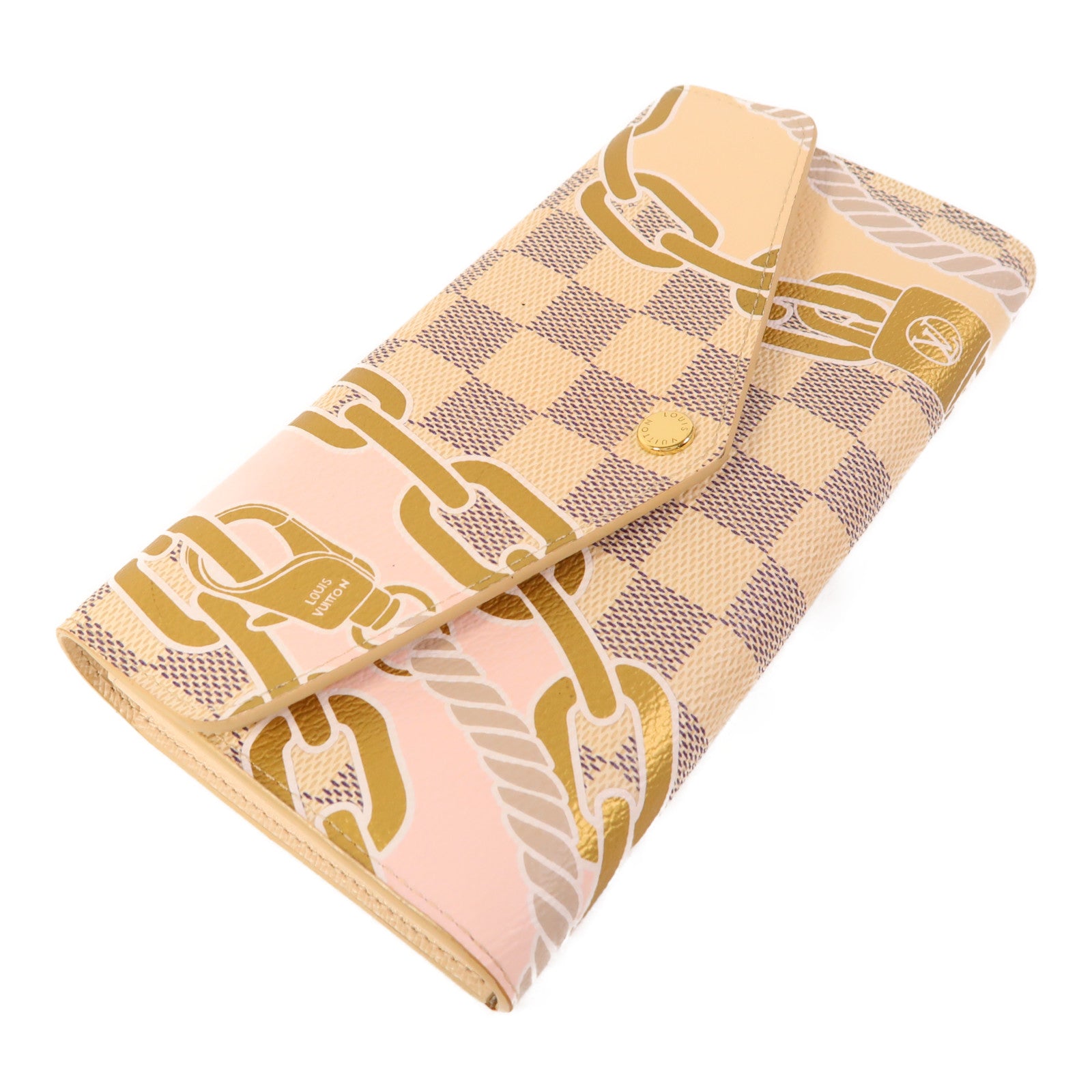 LOUIS VUITTON Damier Azur Sarah Wallet金扣長錢包