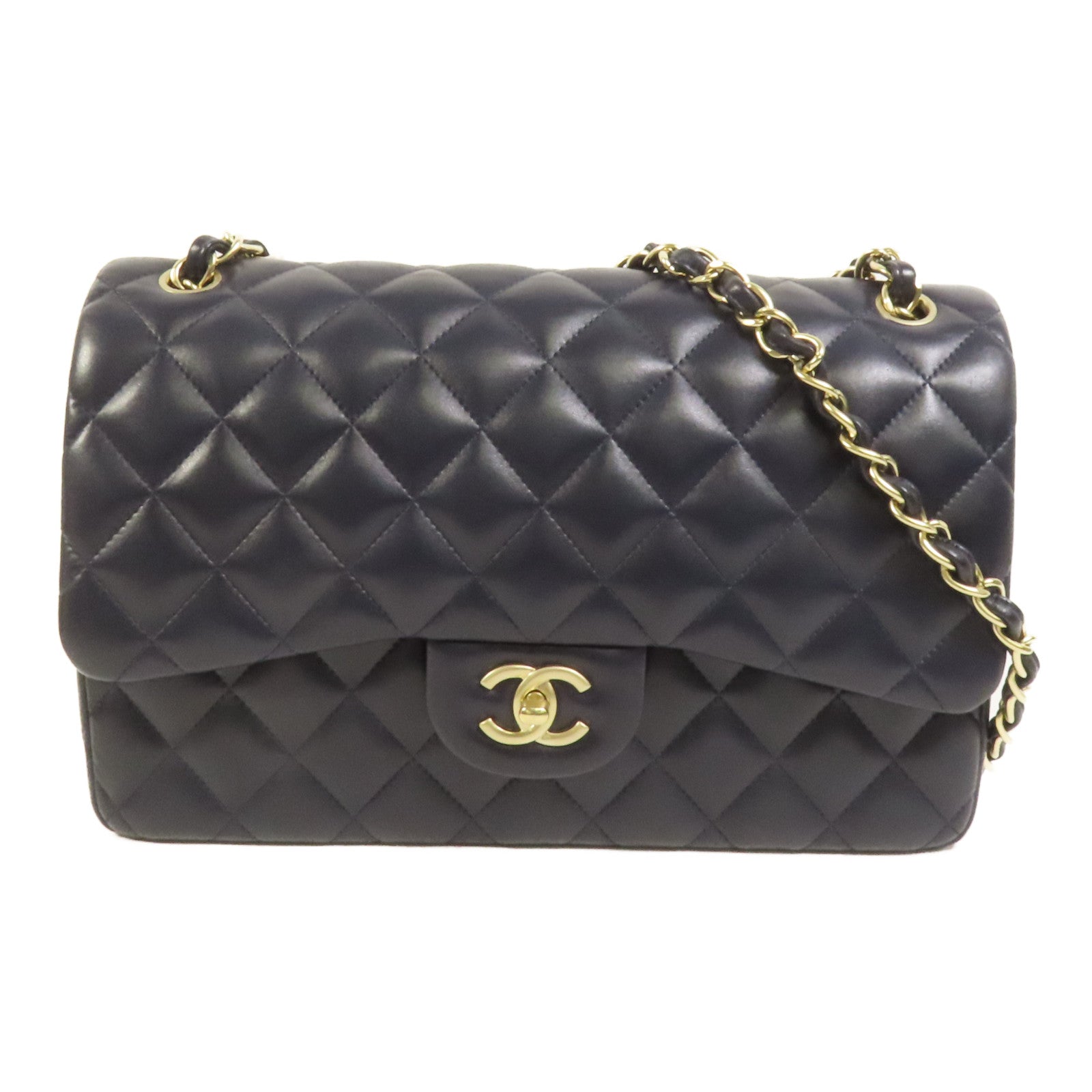 CHANEL 羊皮皮革Large Classic金扣鏈帶肩背袋
