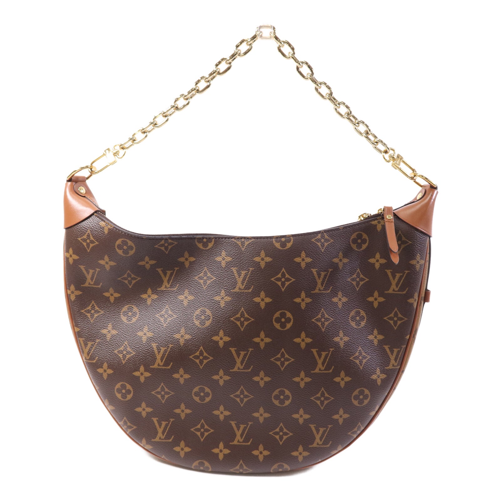 LOUIS VUITTON Monogram/Monogram Reverse Loop Hobo金扣手挽肩背兩用袋