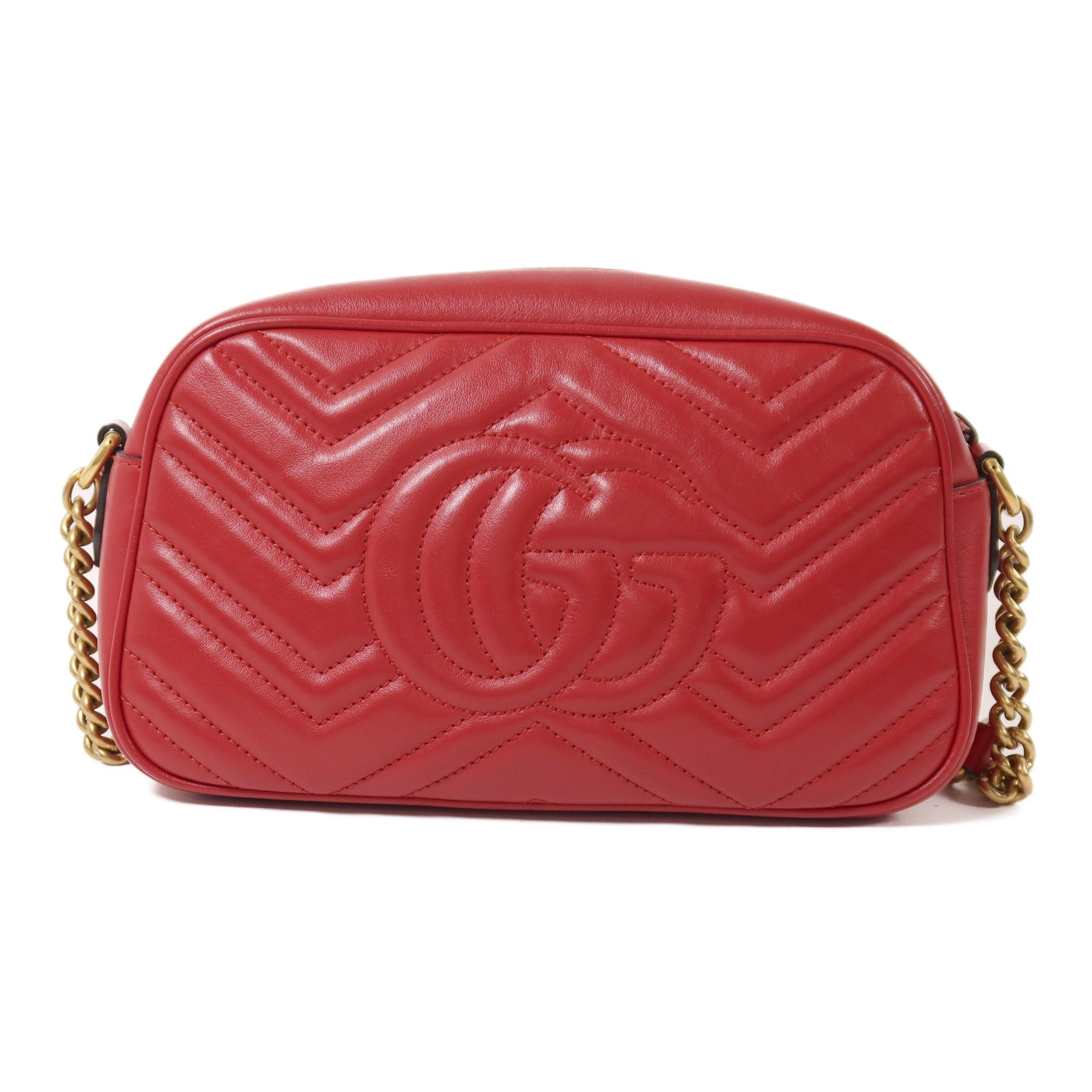 GUCCI 牛皮皮革GG Marmont Small金扣鏈帶肩背袋