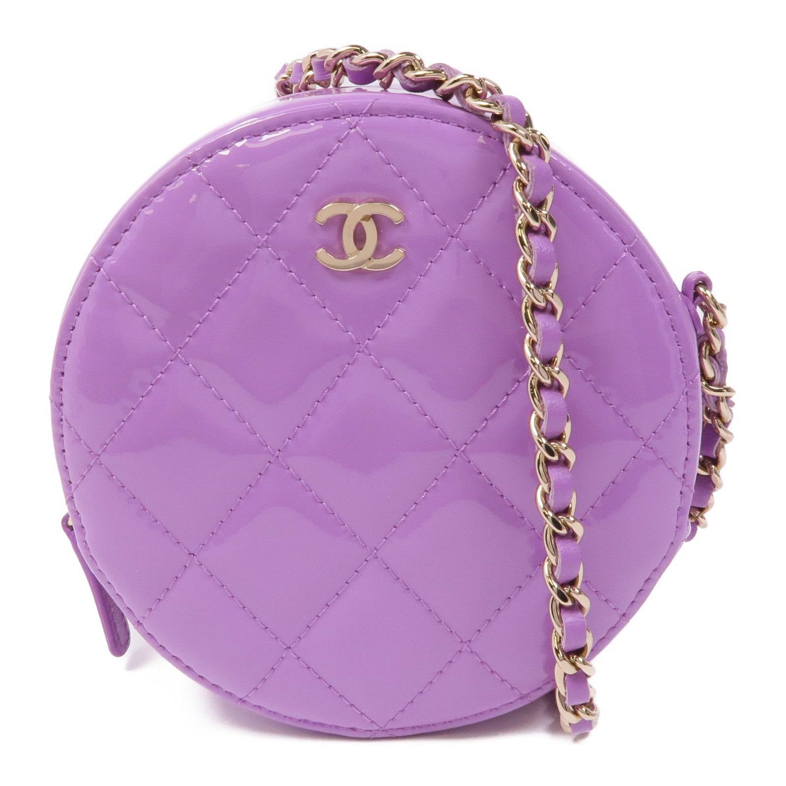 CHANEL 漆皮皮革Chain Shoulder Bag金扣鏈帶肩背袋