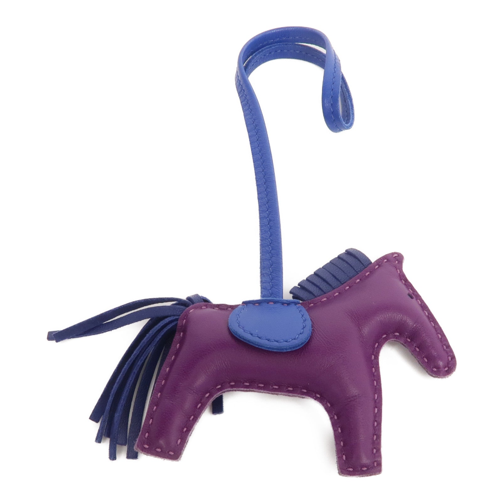 HERMES Milo皮革Rodeo PM掛飾Violet/Bleu Saphir