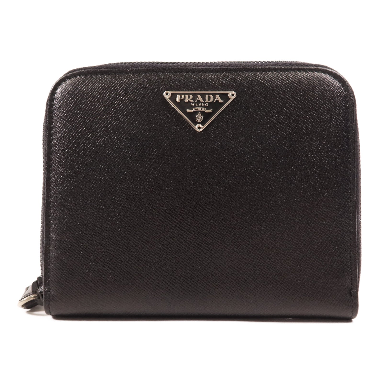 PRADA 牛皮皮革Zipped Wallet銀扣錢包