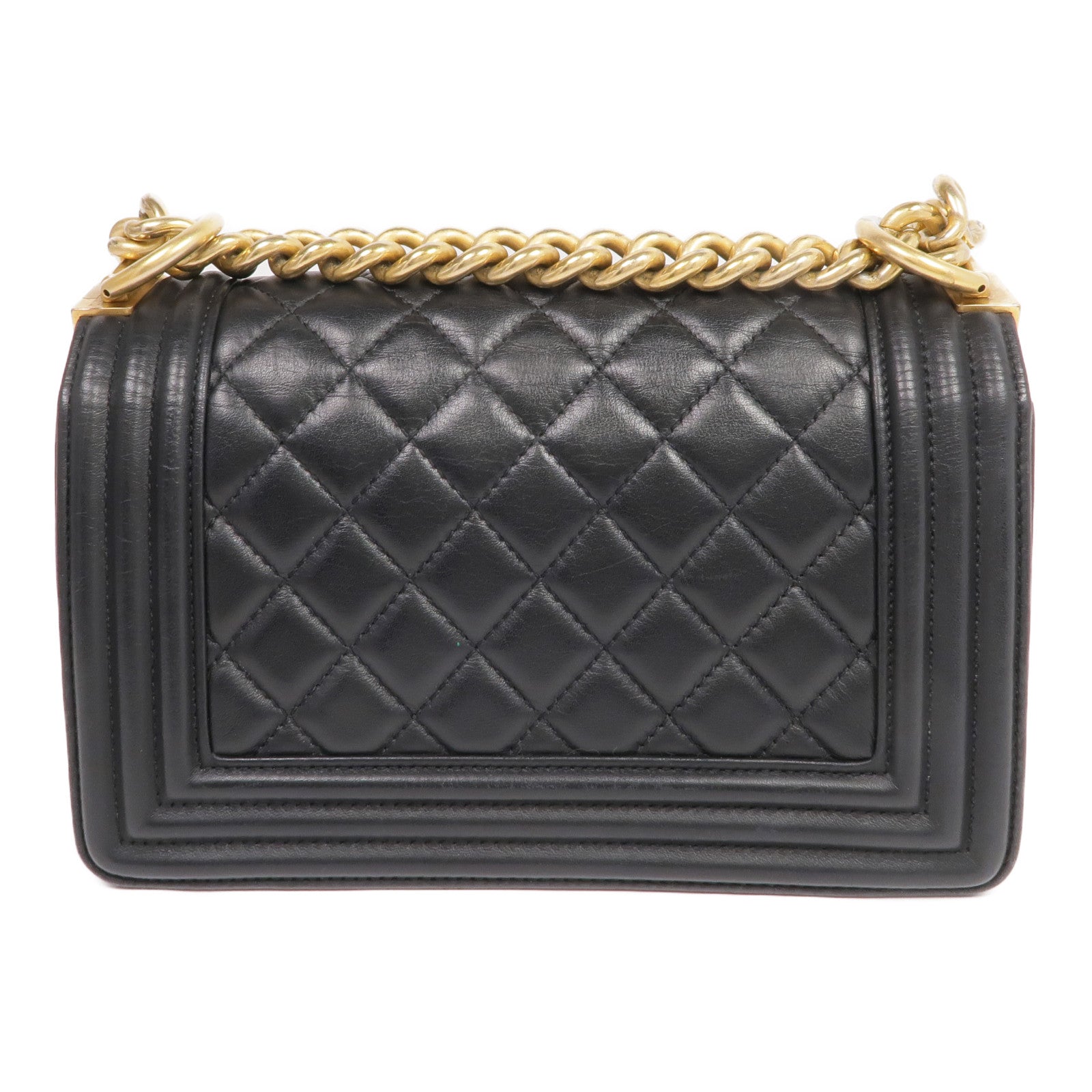 CHANEL 羊皮皮革Boy 20金扣鏈帶肩背袋