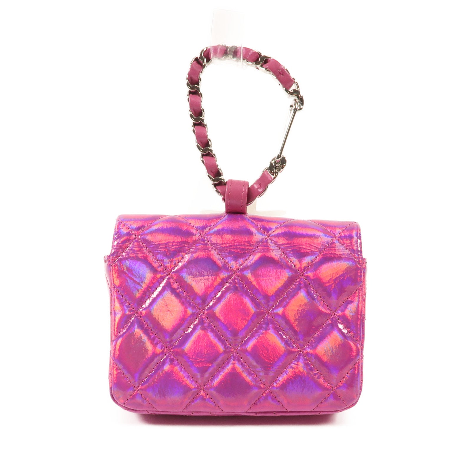 CHANEL 漆皮皮革Handbag銀扣手挽袋